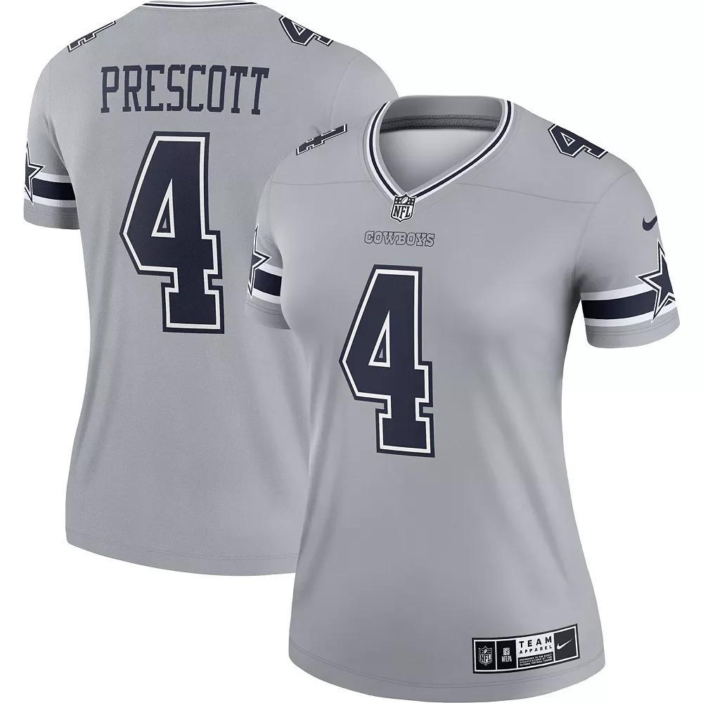 Women's Nike Dak Prescott Gray Dallas Cowboys Inverted Legend Jersey, Size: Medium, Grey Product Image