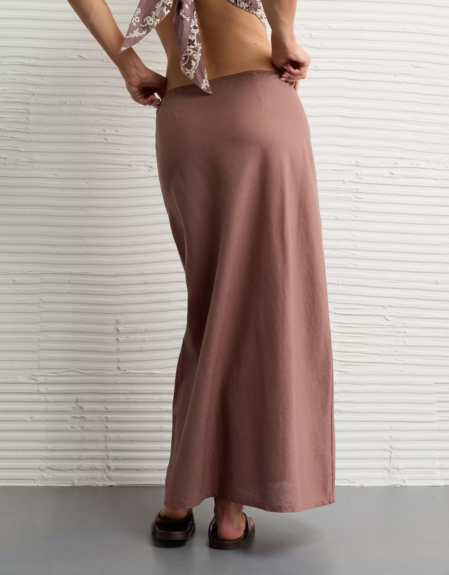 AE High-Waisted Linen-Blend Maxi Skirt Product Image