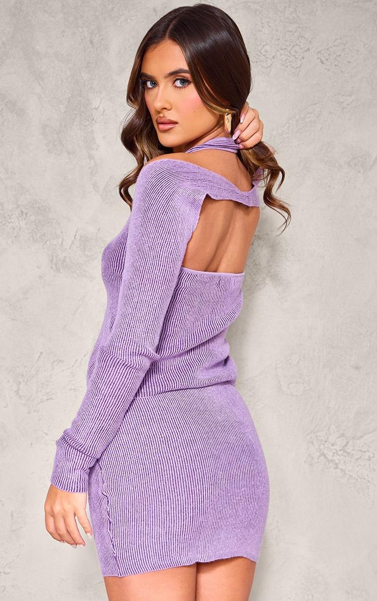 Purple Two Tone Knit Top & Sleeves Product Image