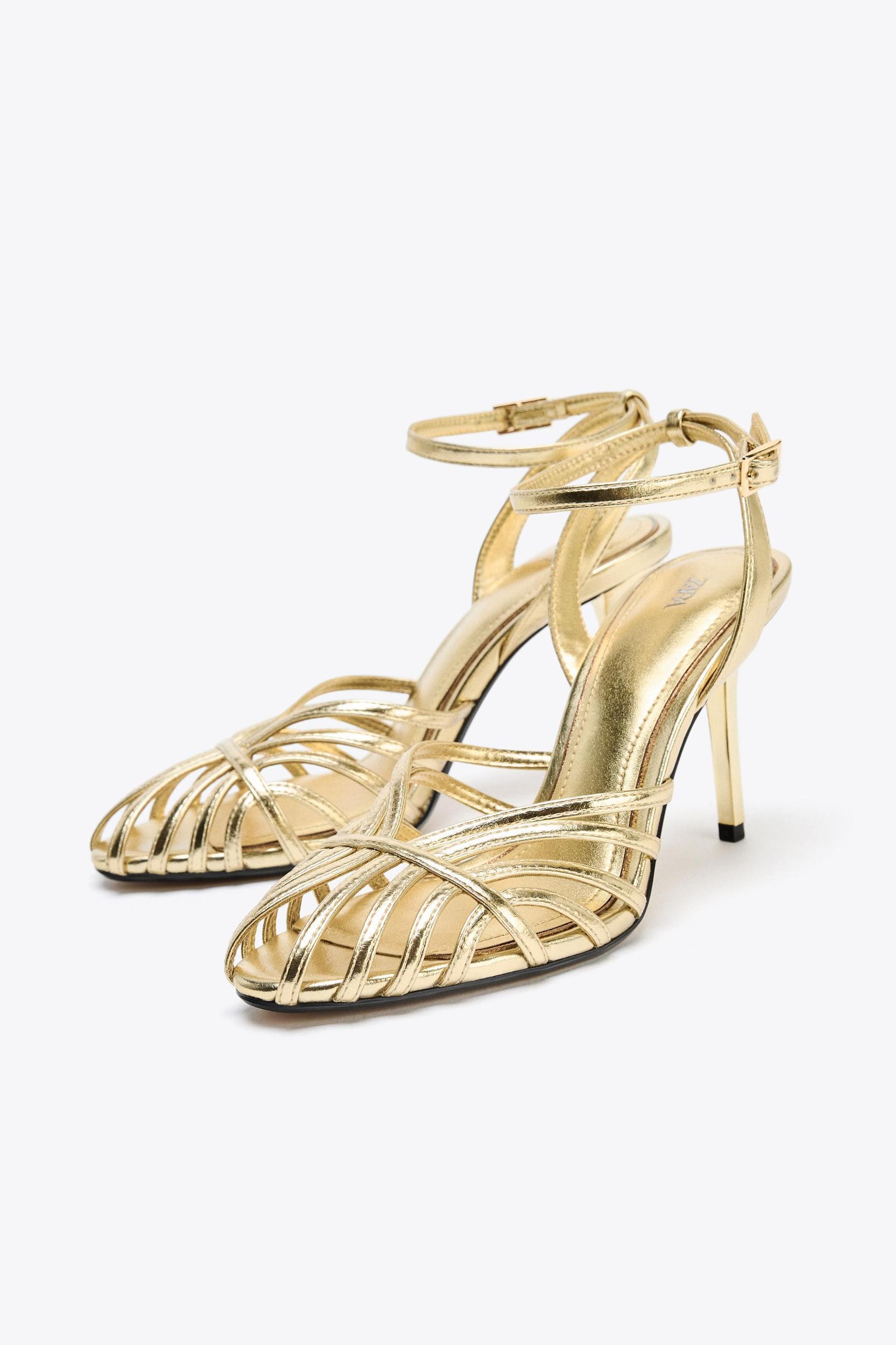 METALLIC EFFECT HEELED FISHERMAN SANDALS Product Image