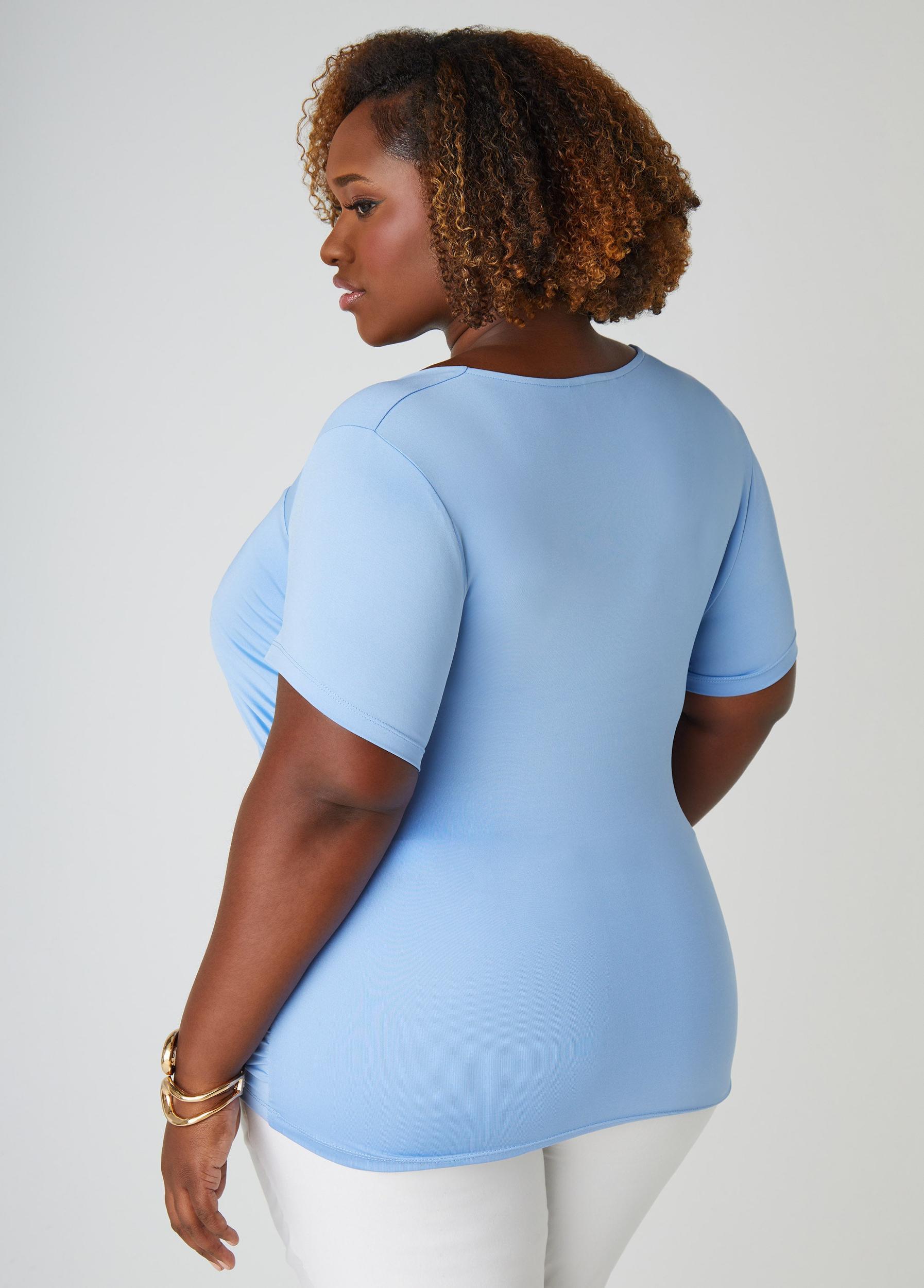 Plus Size Ruched Square Neck Top Ashley Stewart Product Image