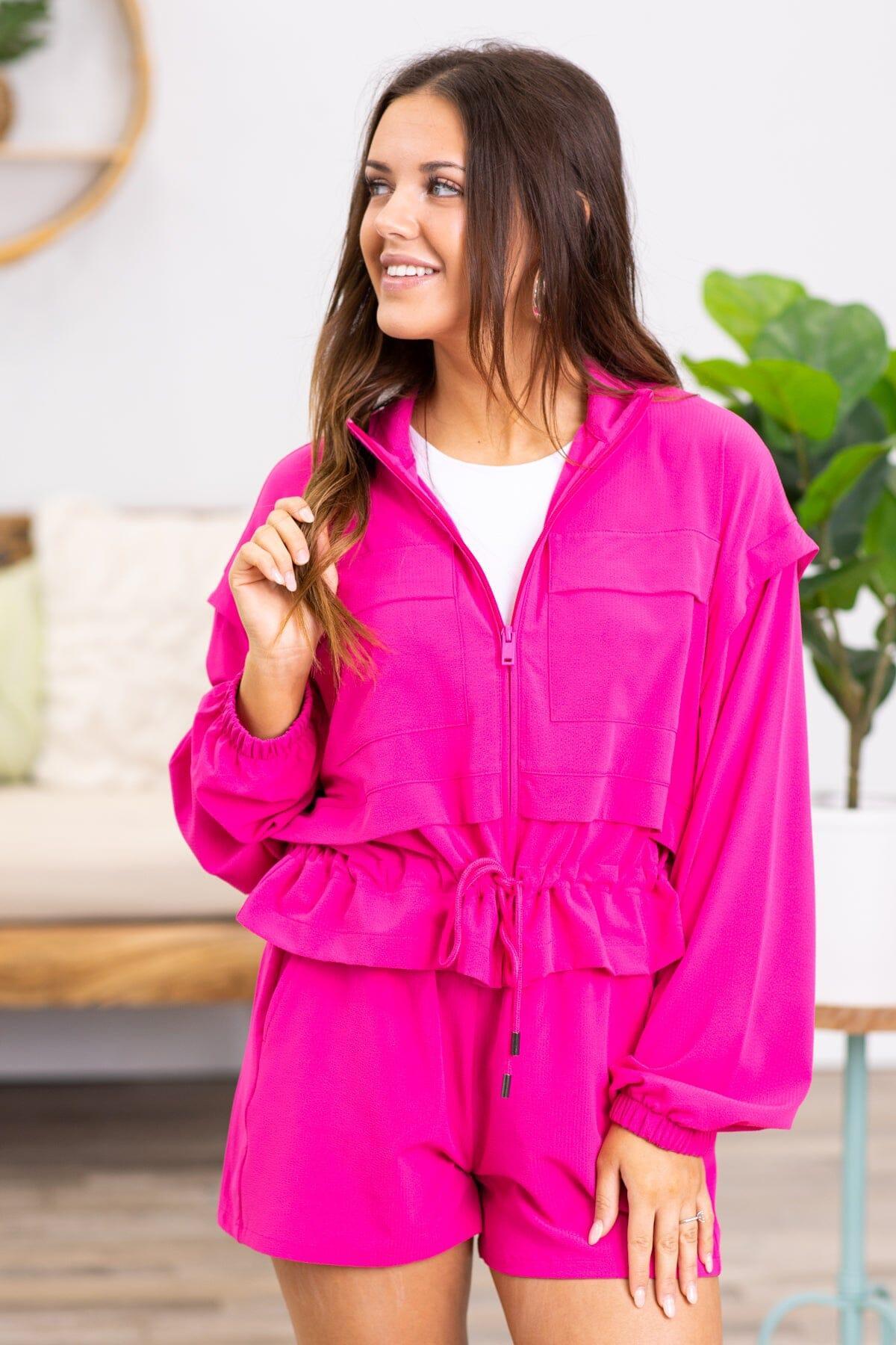 Fuchsia Active Jacket With Drawstring Detail Product Image