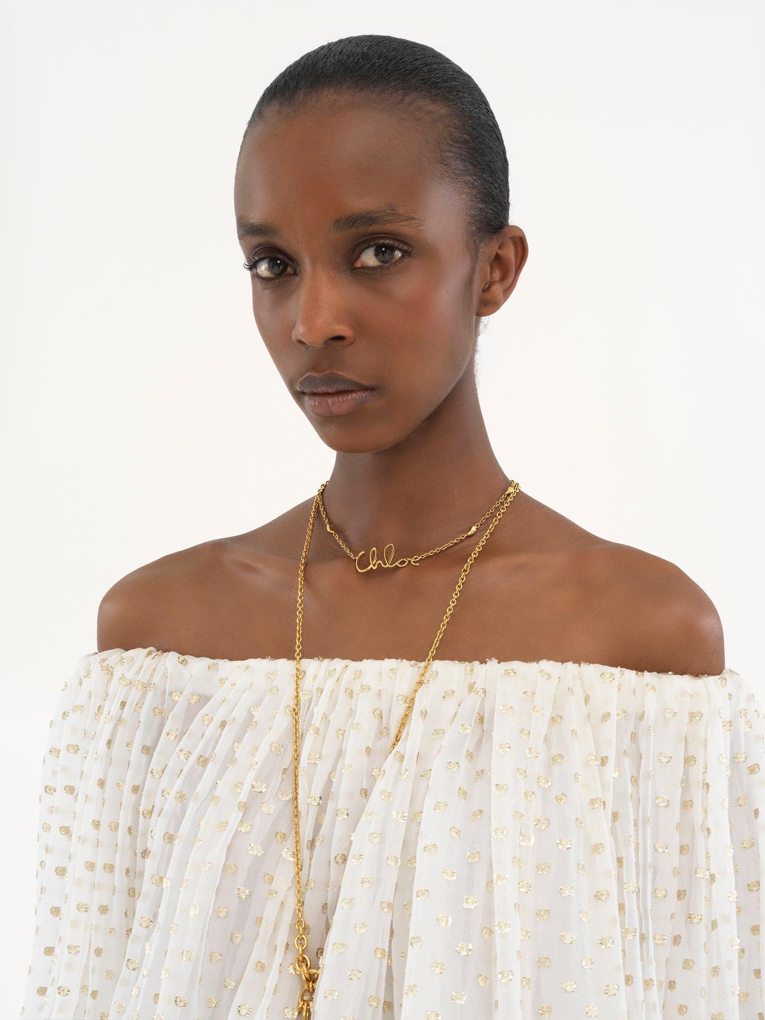 Gathered off-the-shoulder top in silk jacquard & lurex Product Image