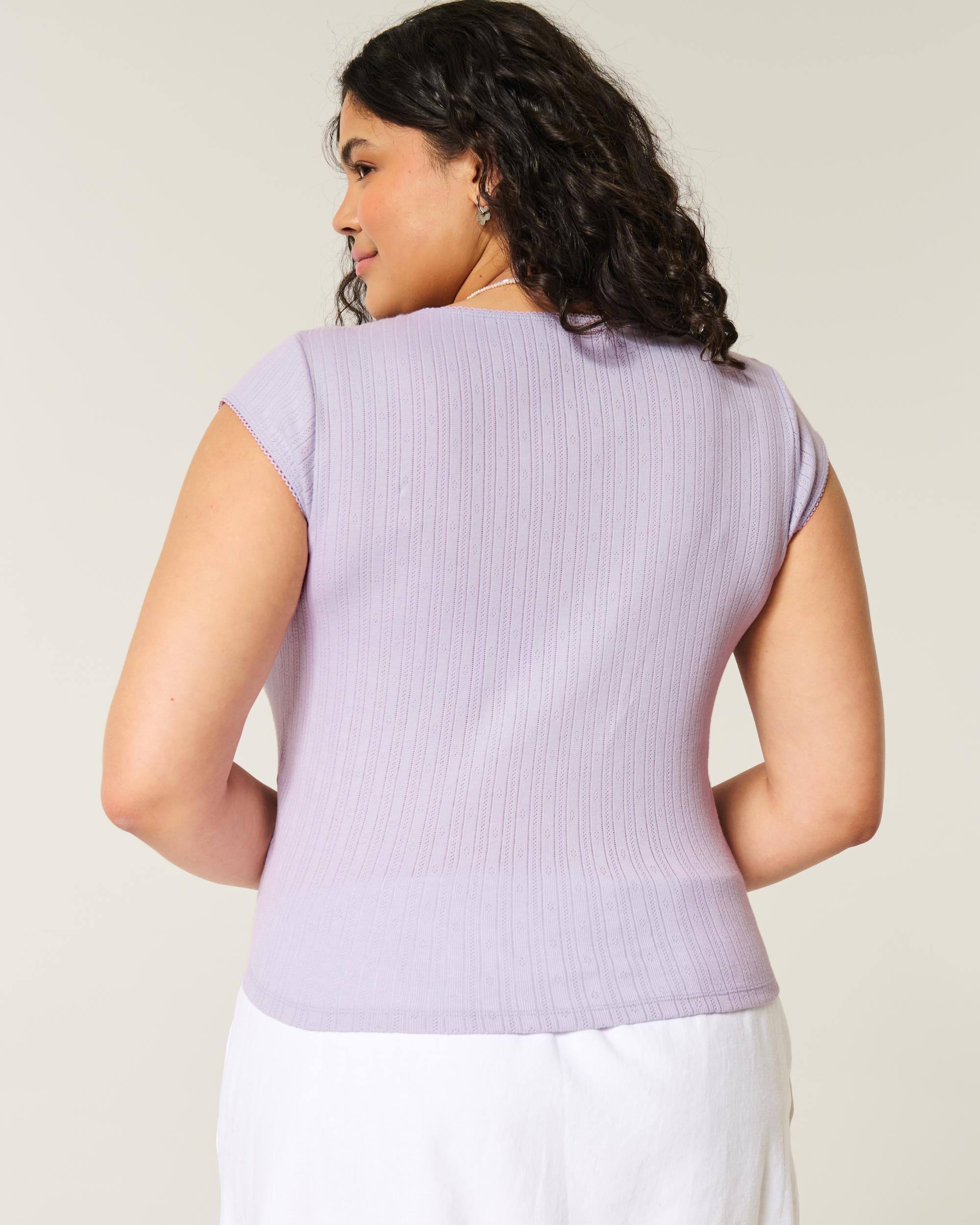 Pointelle Square-Neck Top Product Image