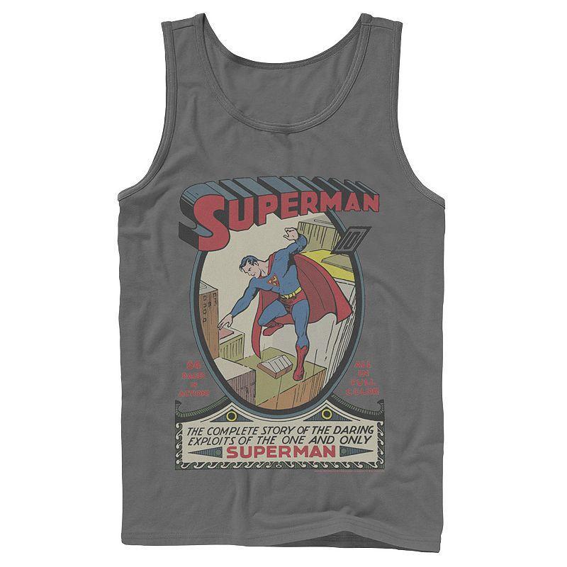 Mens DC Comics Superman 64 Pages Of Action Comic Cover Tank Top Grey Product Image