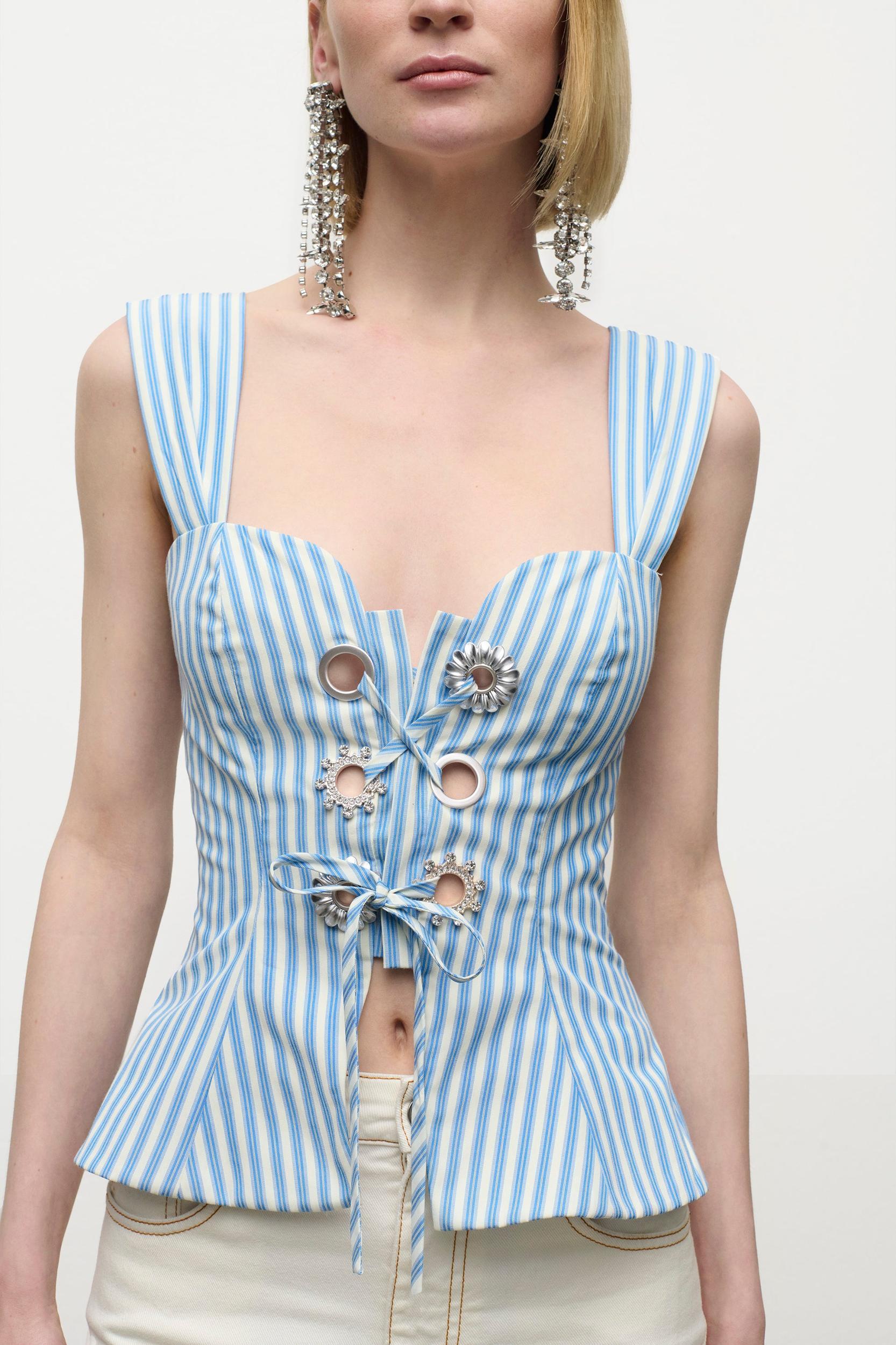 Crystal Grommet Poplin Corset Top Product Image