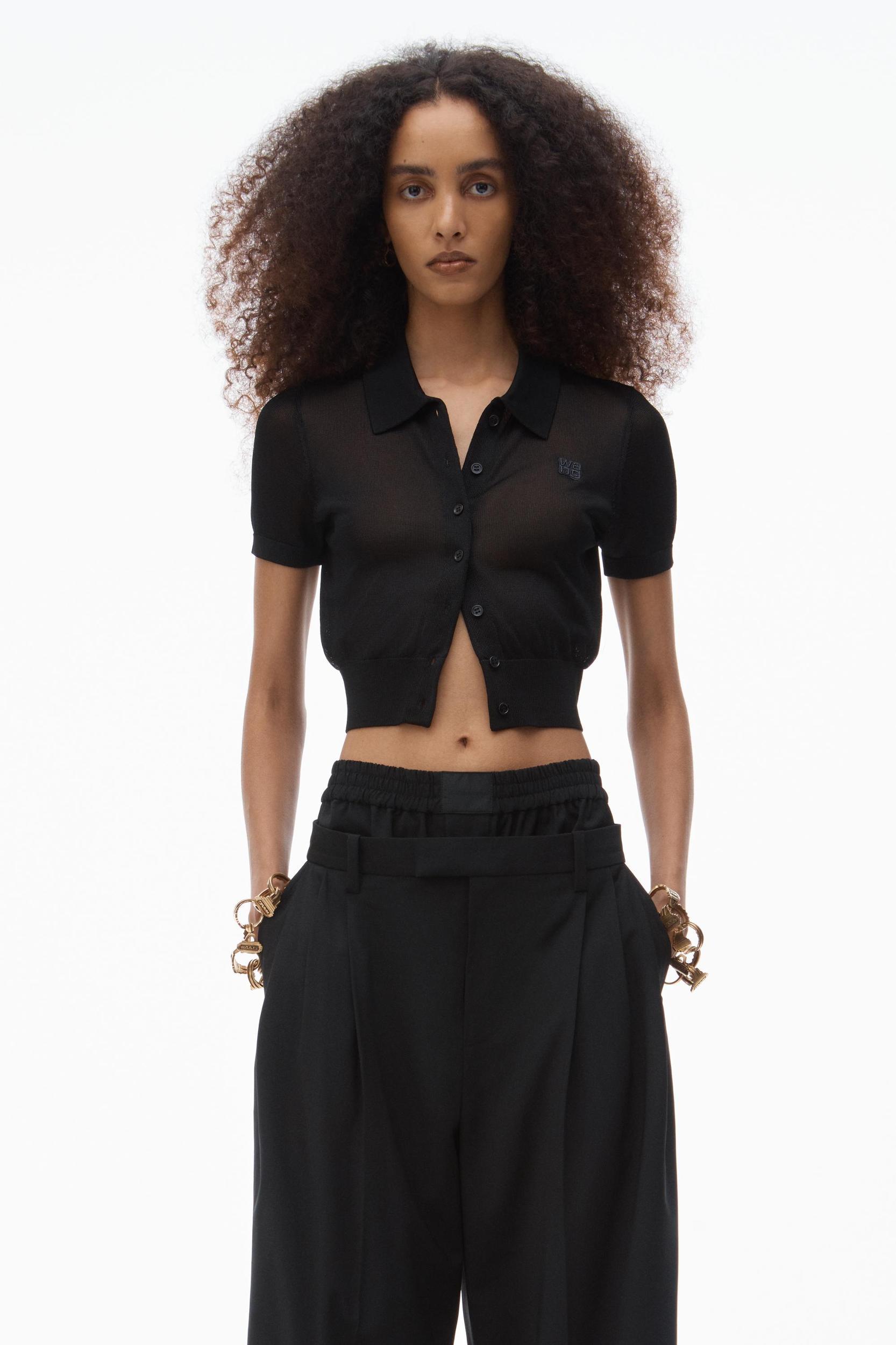 Logo Embroidered Polo Cardigan In Viscose Product Image