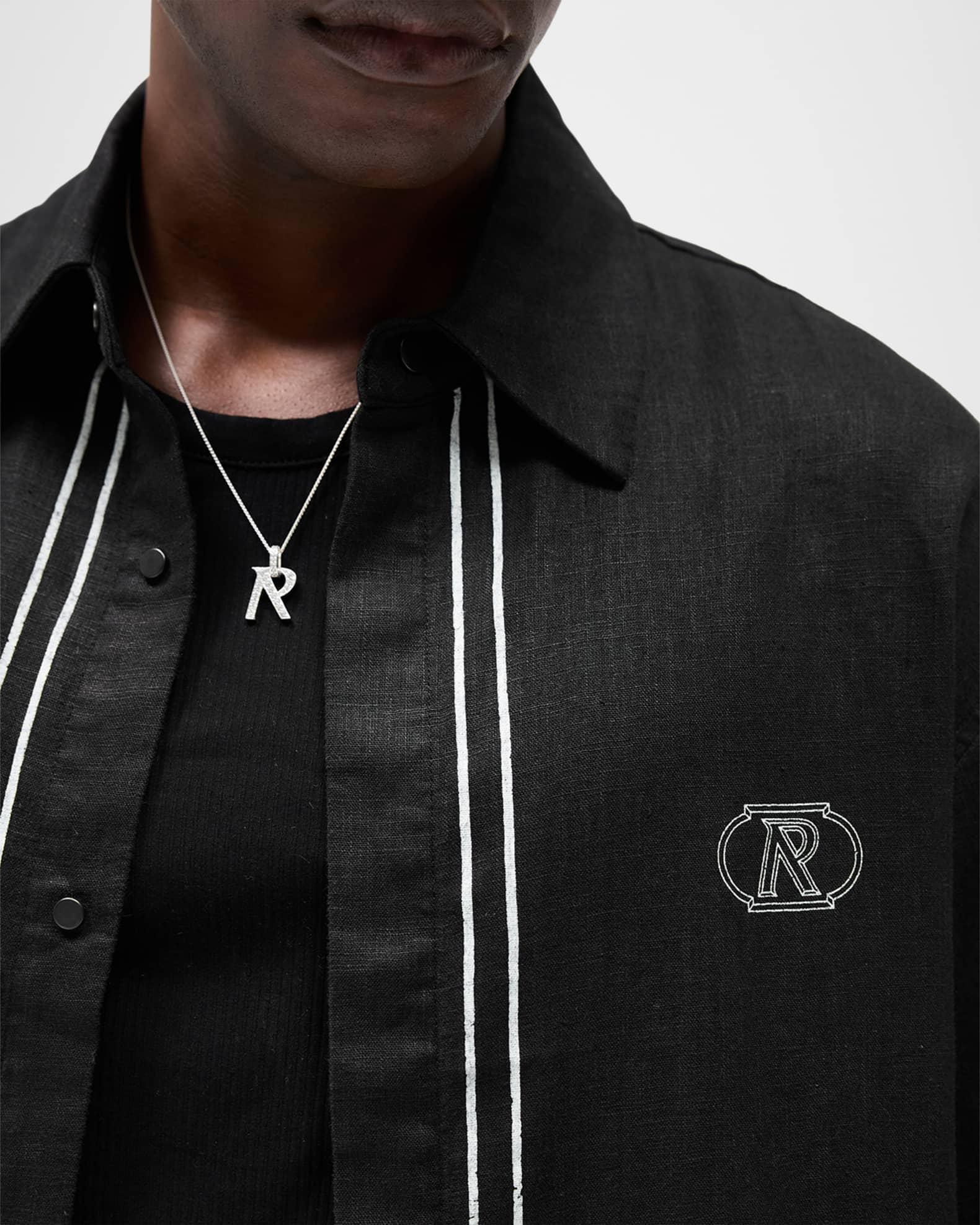 Men's Border Cotton Short-Sleeve Shirt Product Image