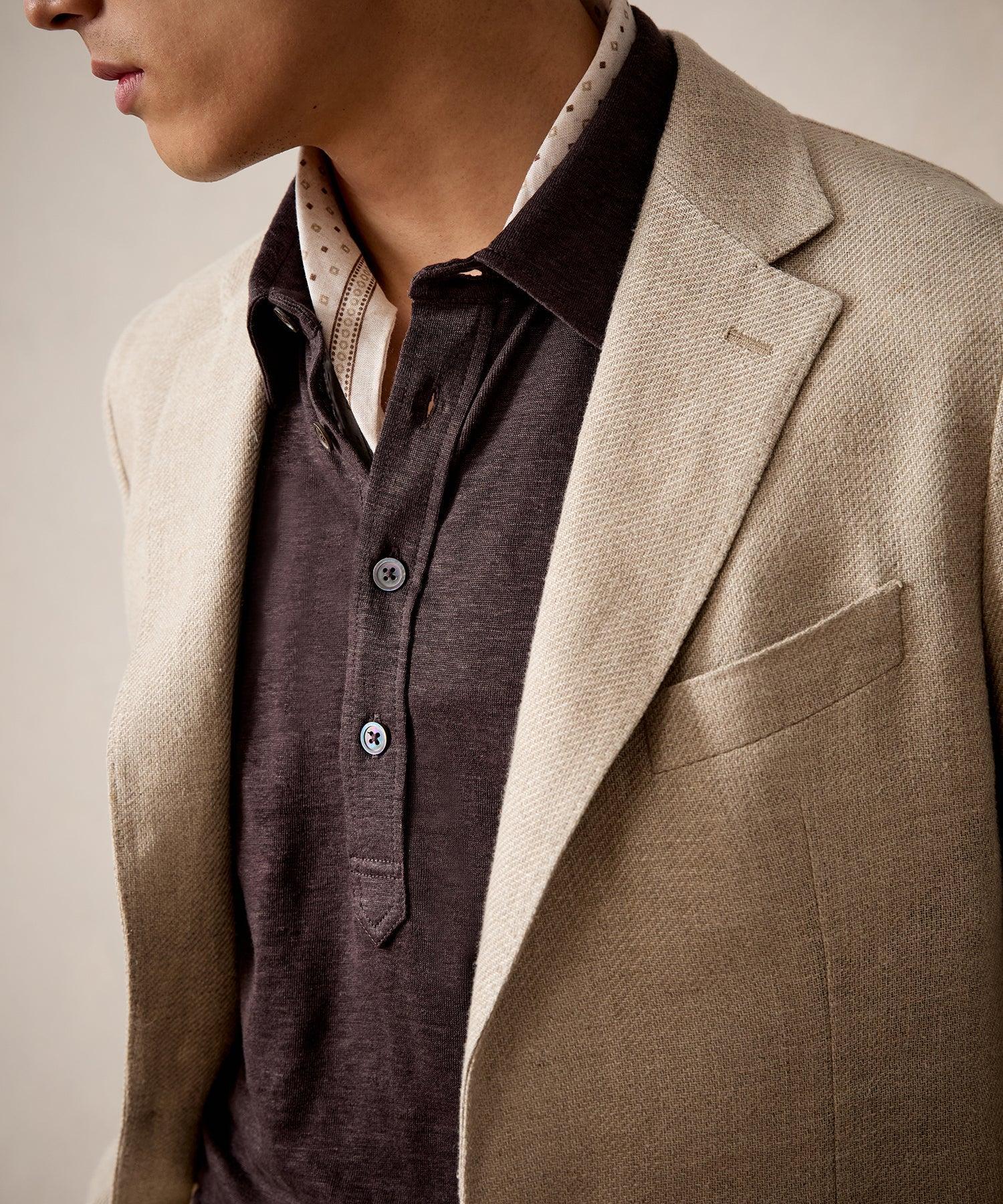 Italian Linen Sport Coat in Khaki Product Image