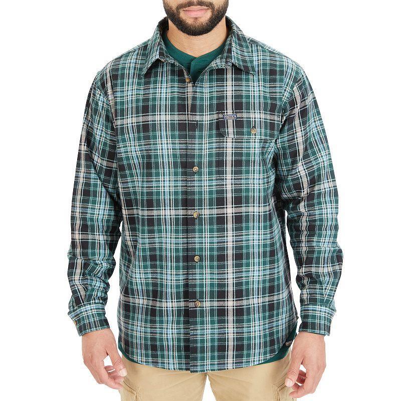 Mens Smiths Workwear Regular-Fit Plaid Two-Pocket Flannel Button-Down Shirt Grey Red Product Image