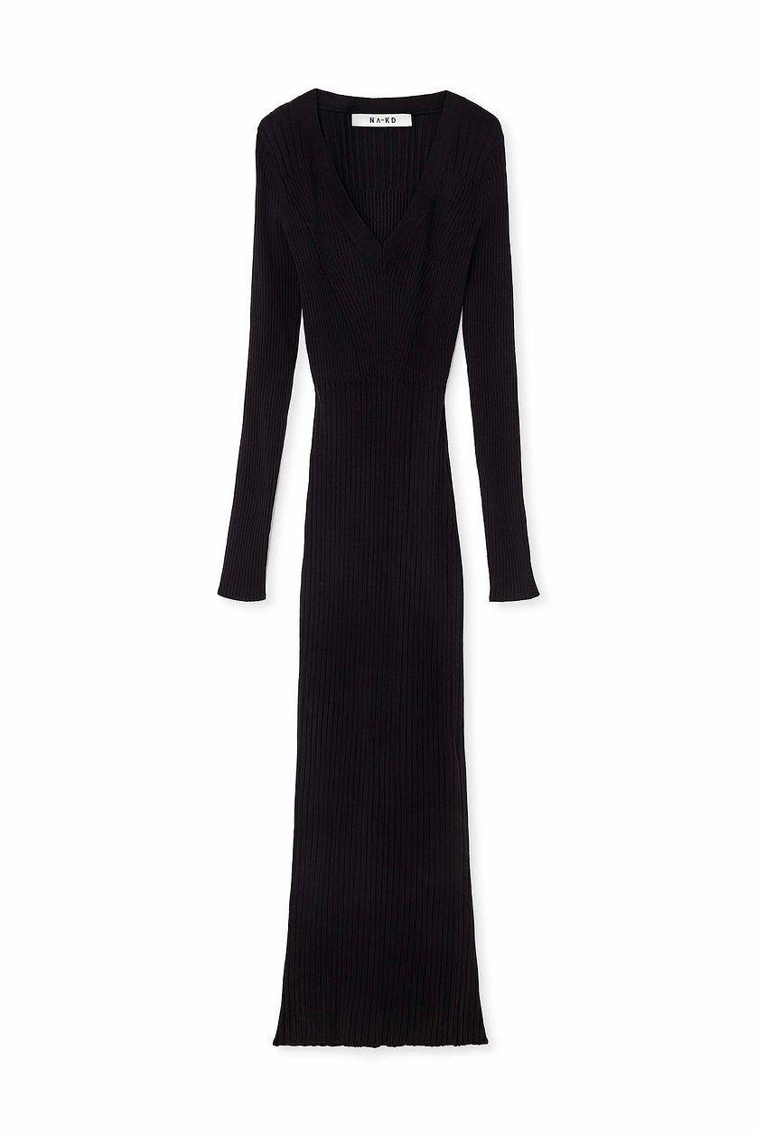 Knitted V-Neck Midi Dress Product Image