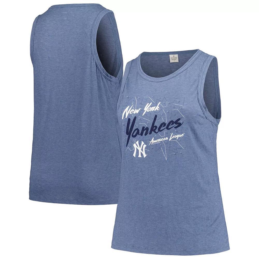 Women's Soft as a Grape Navy New York Yankees Plus Size Curvy High Neck Tri-Blend Tank Top, Size: 2XL, Blue Product Image