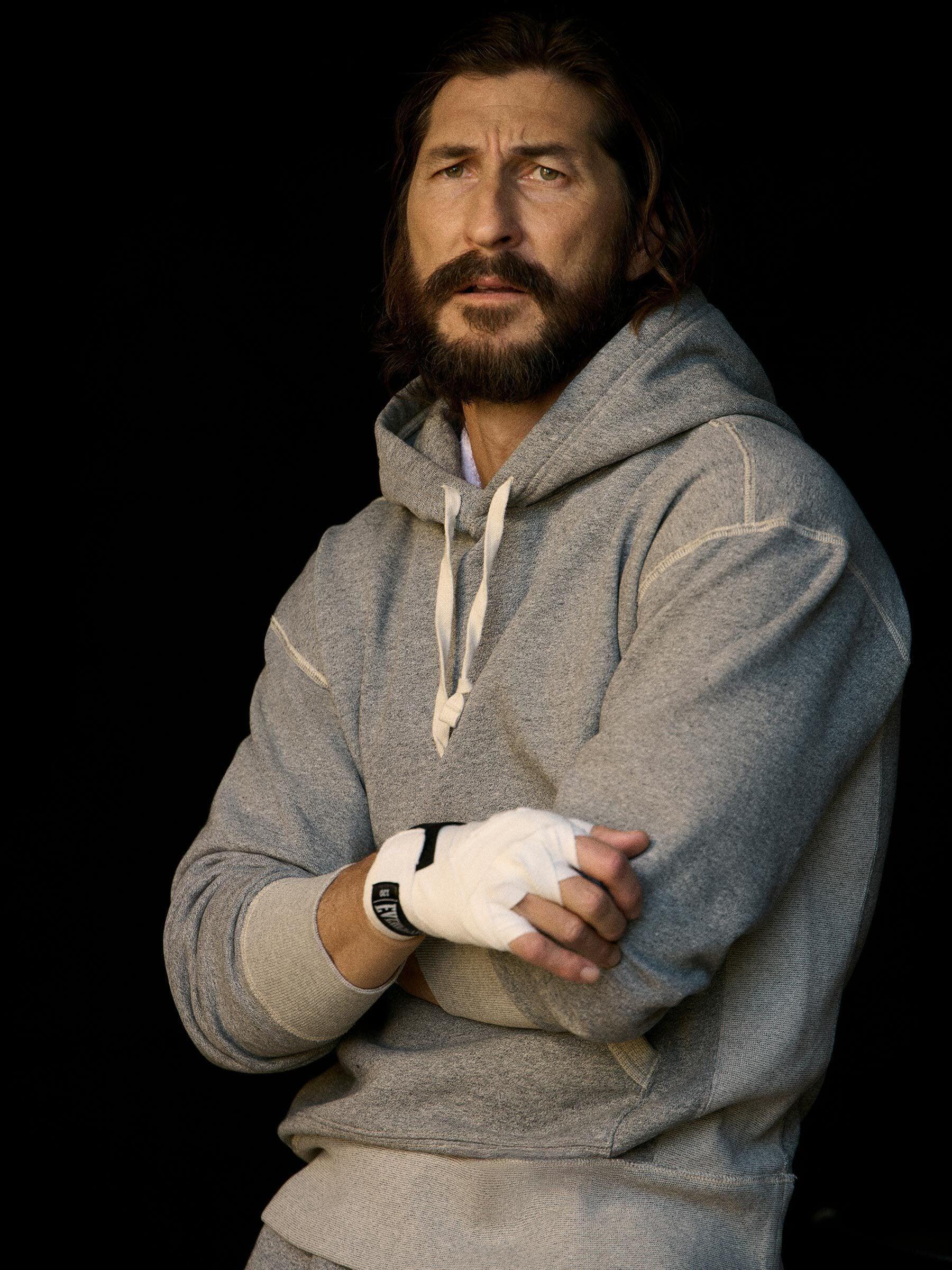 Two Tone Heather Grey Welterweight Hooded Sweatshirt Product Image