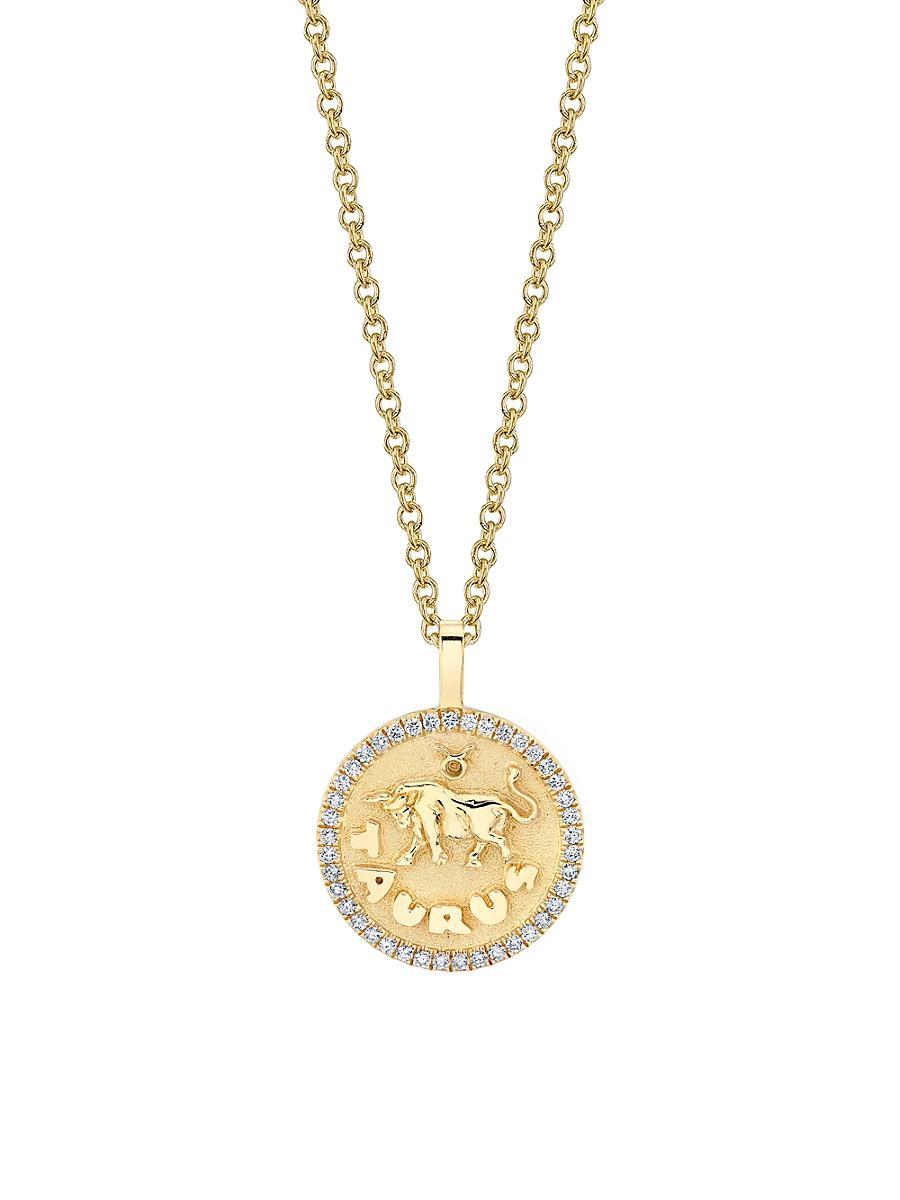 Womens Zodiac 18K Yellow Gold & 0.15 TCW Diamond Small Taurus Pendant Necklace Product Image