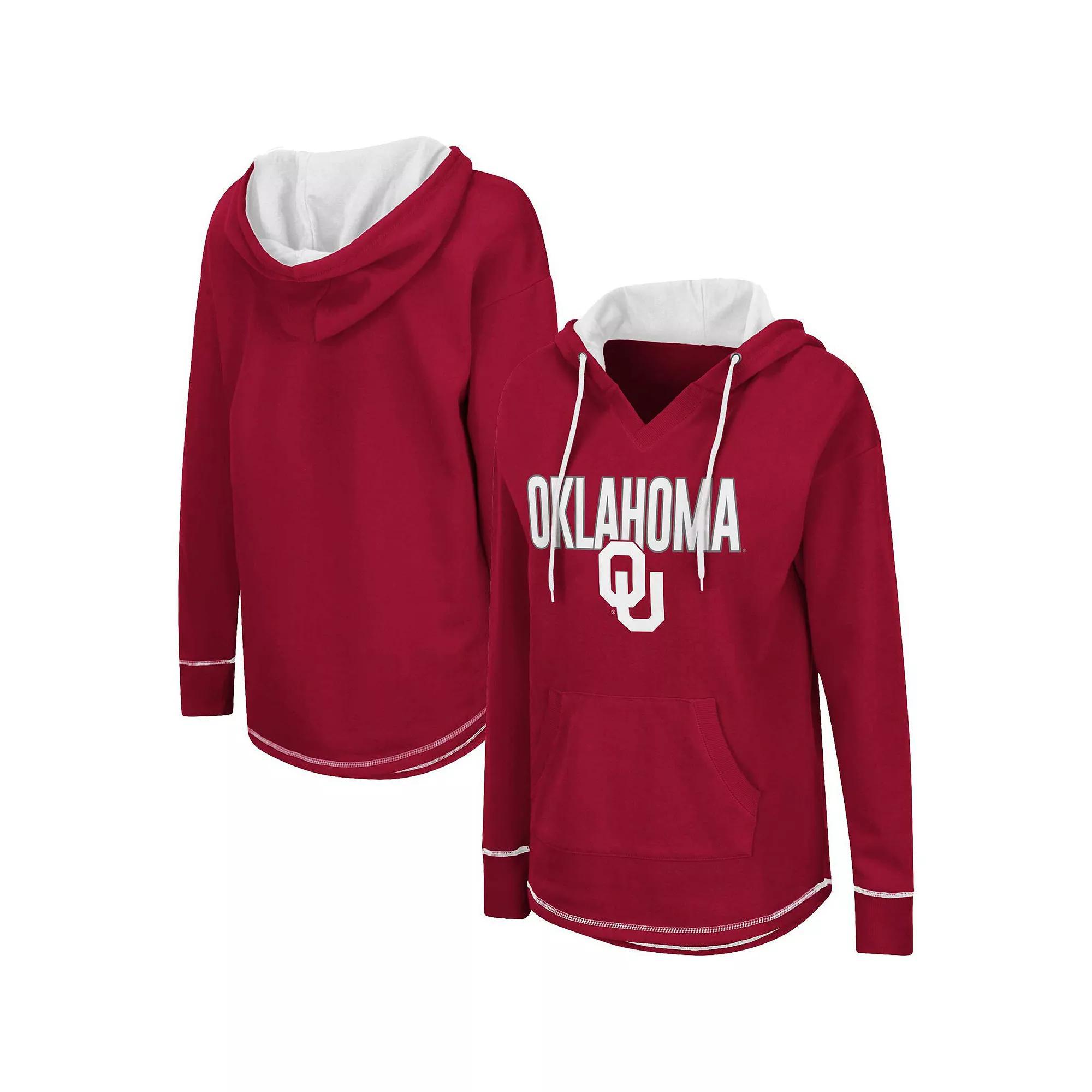 Women's Colosseum Crimson Oklahoma Sooners Tunic Pullover V-Neck Hoodie, Size: Medium, Red Product Image