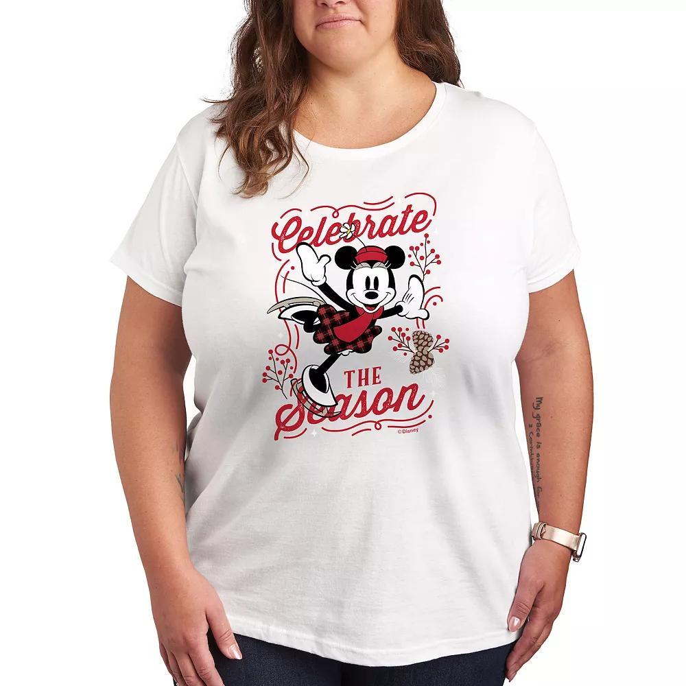 Disney's Minnie Mouse Plus Celebrate The Season Graphic Tee, Women's, Size: 4XL, White Product Image