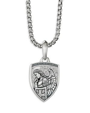 David Yurman Mens Sterling Silver St. Michael Medallion Amulet with Pave Diamonds Product Image