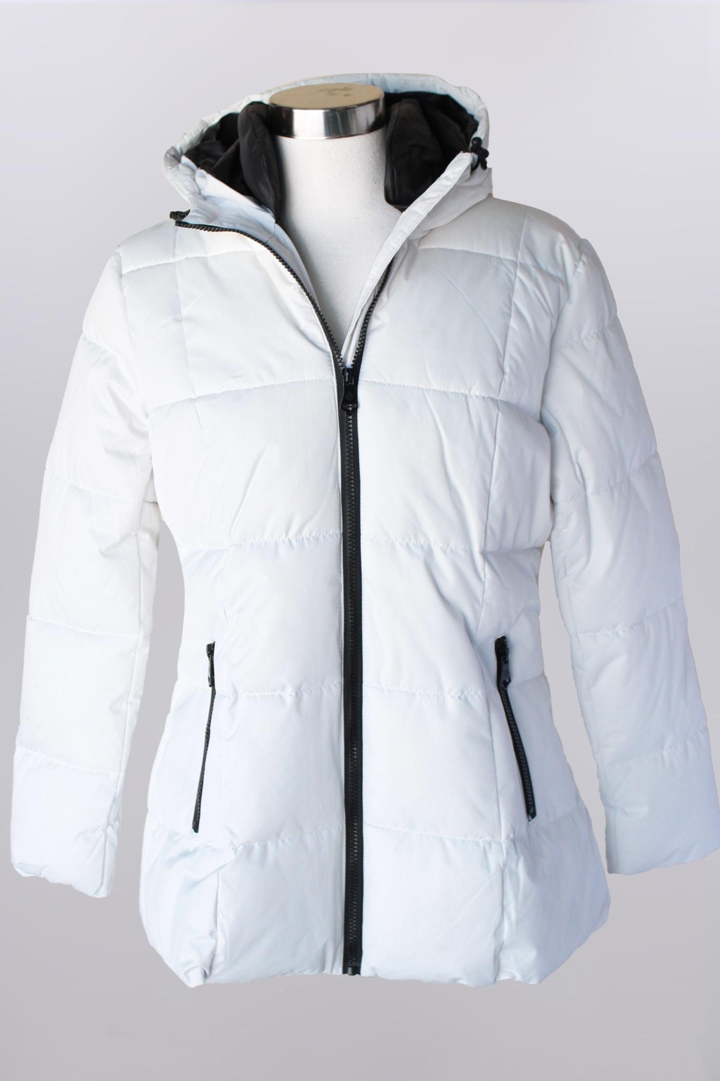 Zip font puffer coat with hood Product Image
