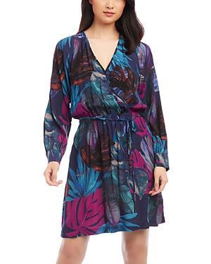 Karen Kane Long Sleeve Faux Wrap Dress (Print) Women's Dress Product Image