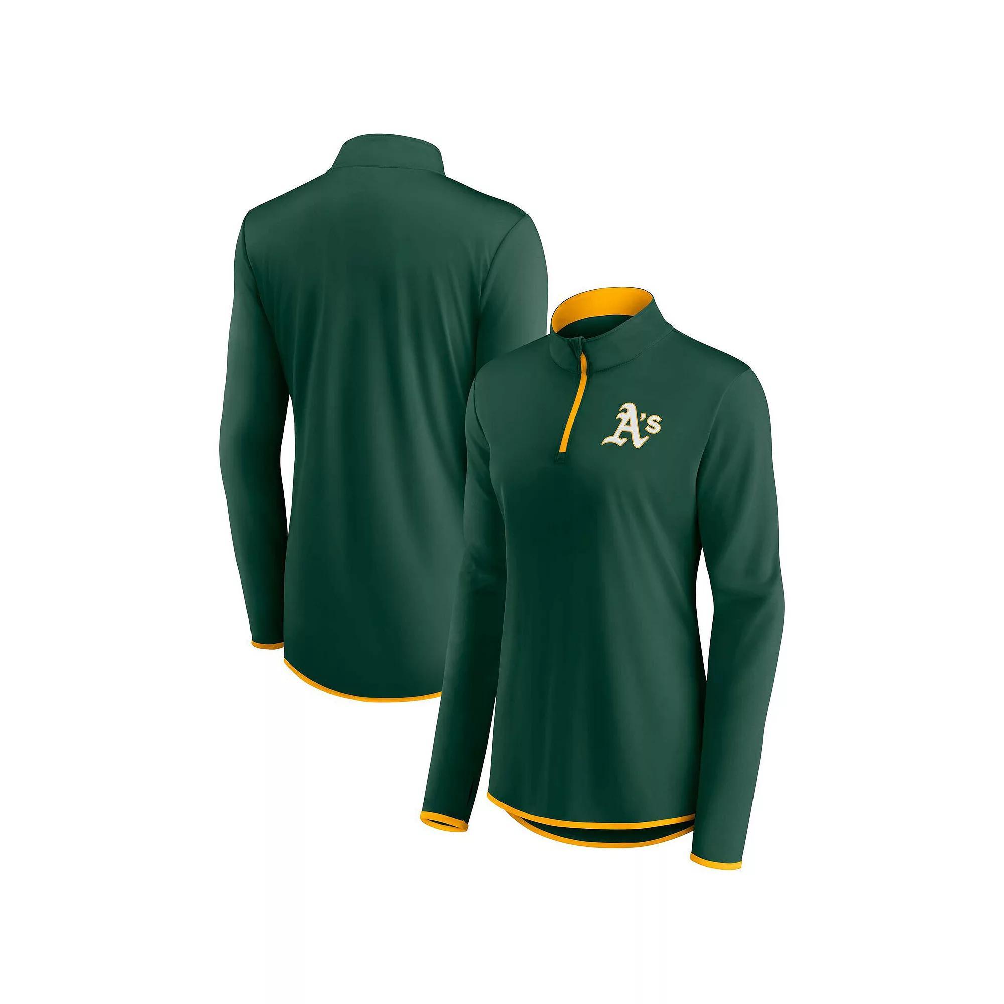 Women's Fanatics Branded Green Oakland Athletics Corner Quarter-Zip Top, Size: Medium Product Image