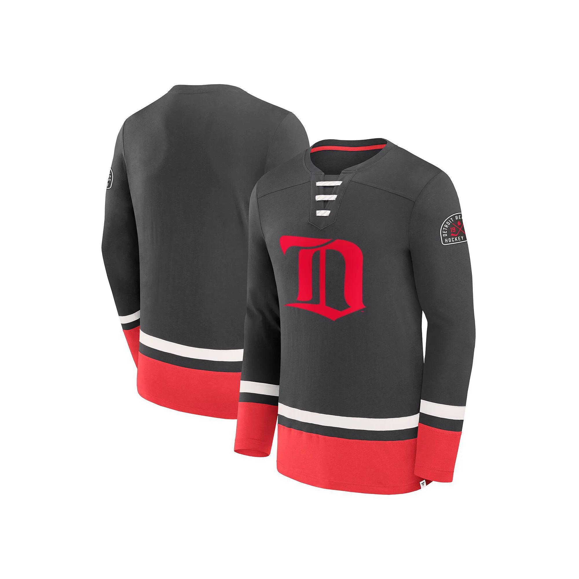 Men's Fanatics  Black Detroit Red Wings Vintage High Point Long Sleeve T-Shirt, Size: XL Product Image