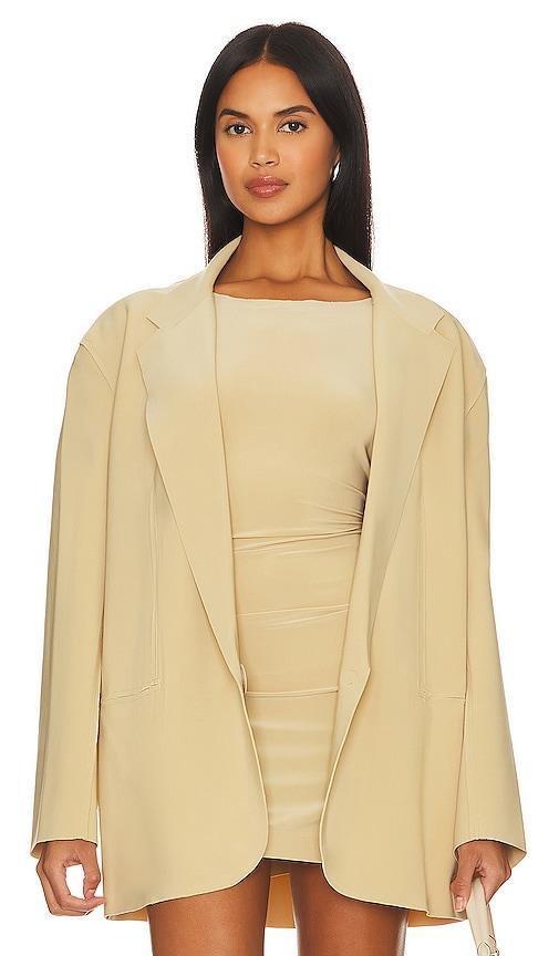 Norma Kamali Oversized Single Breasted Jacket in Beige Product Image