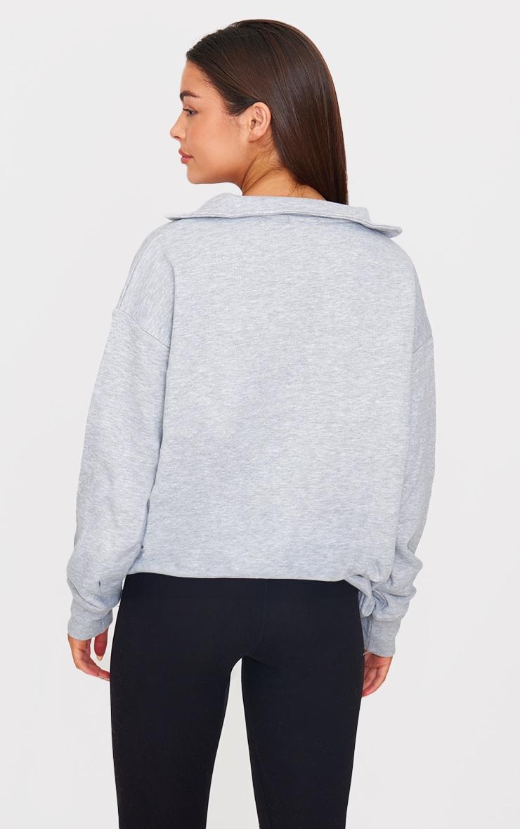  Grey Marl Zip Up Pocket Detail Sweatshirt Product Image