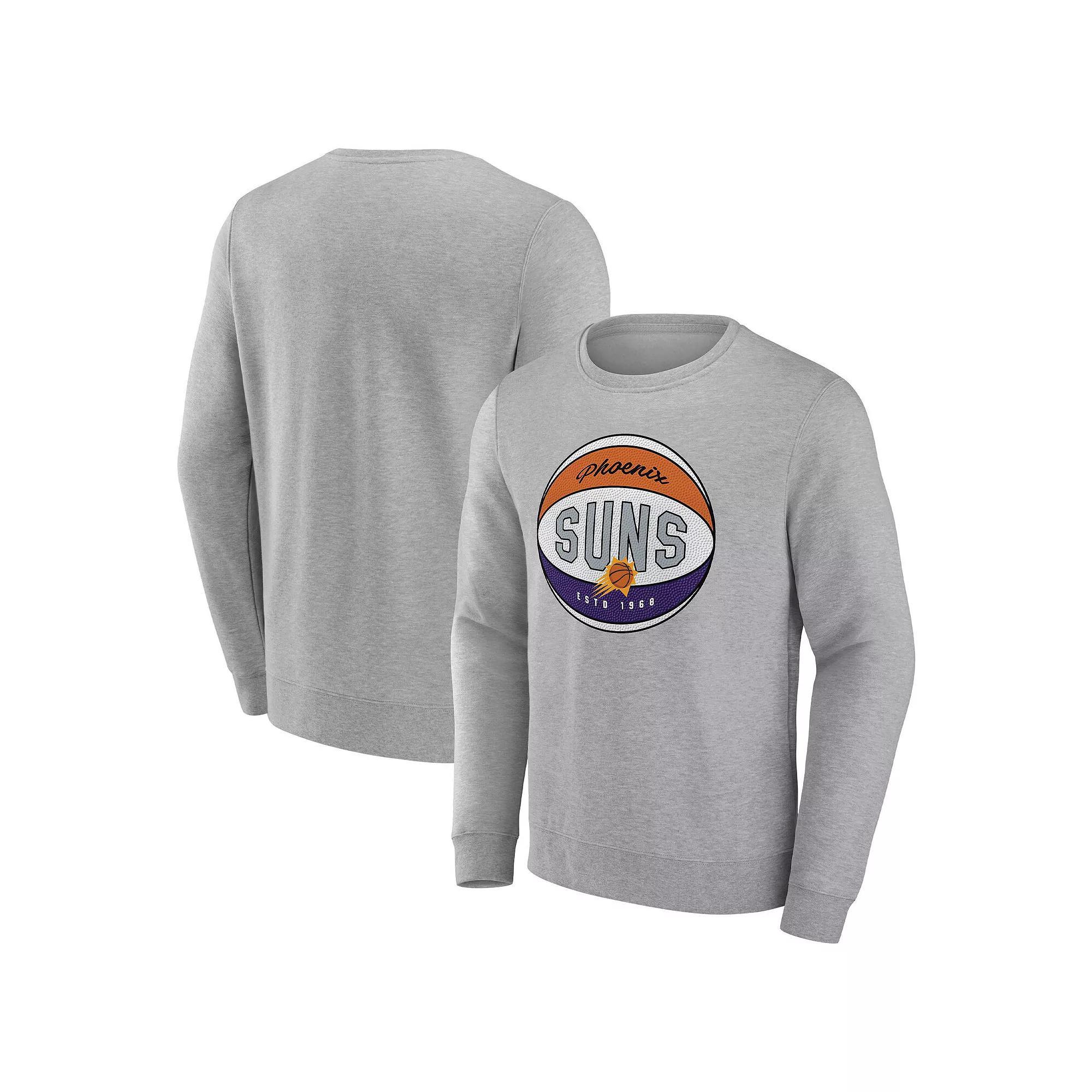 Men's Fanatics Branded Heathered Gray Phoenix Suns True Classics Vint Pullover Sweatshirt,  Product Image