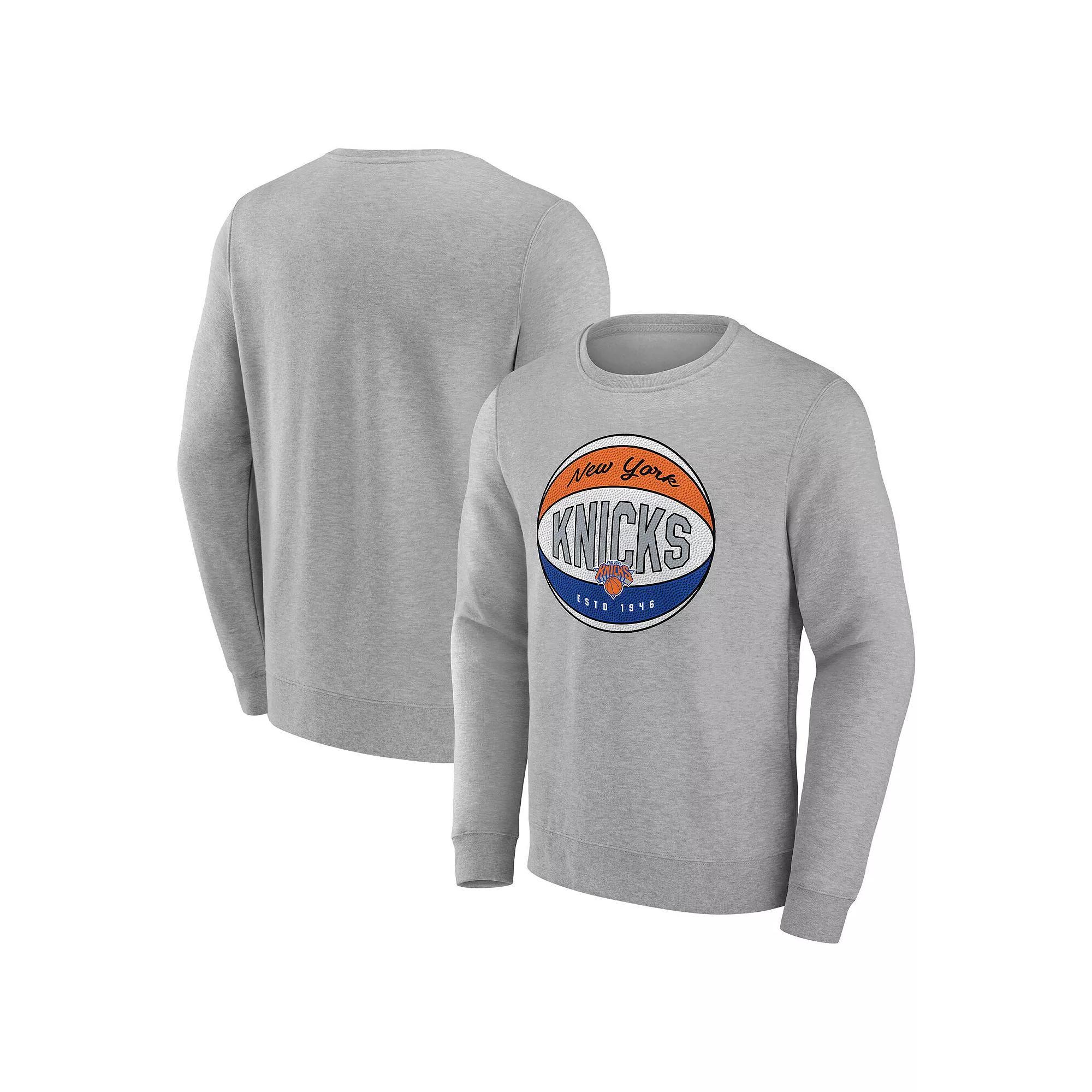 Men's Fanatics Branded Heathered Gray New York Knicks True Classics Vint Pullover Sweatshirt, Size: Small, Grey Product Image
