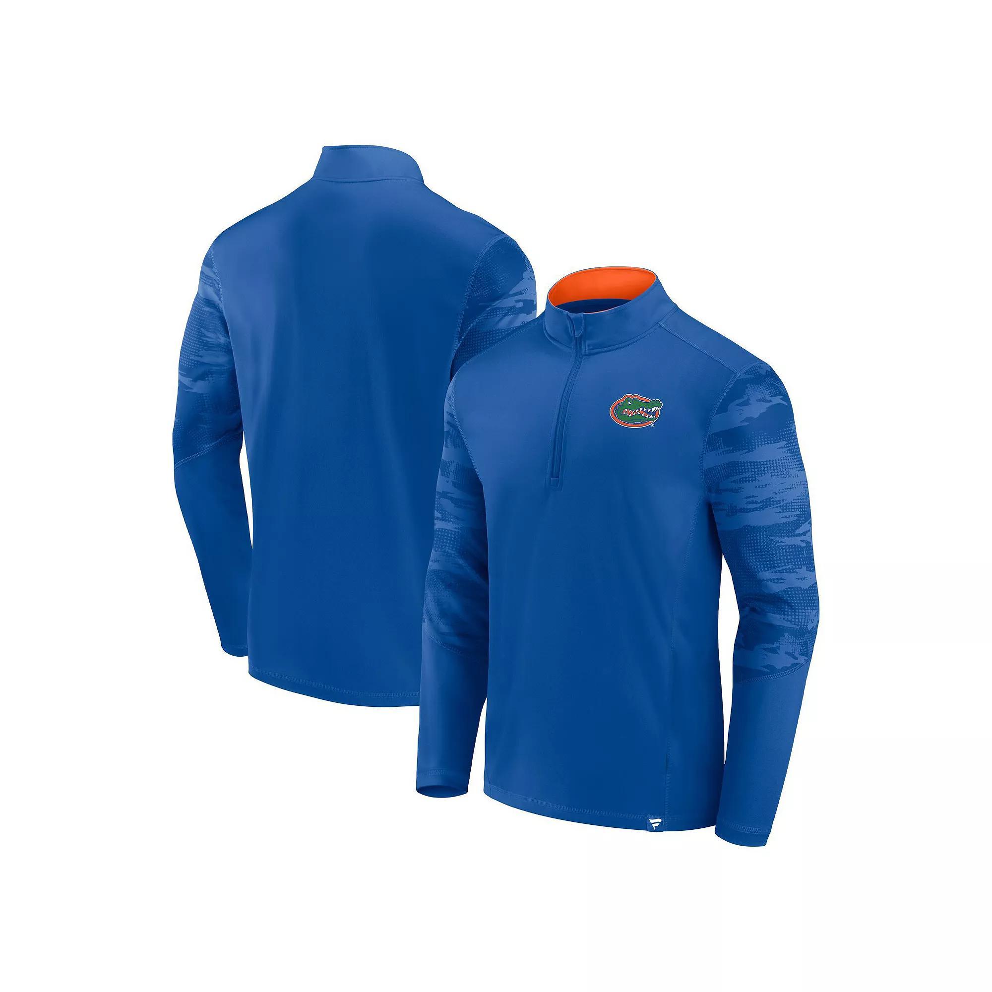 Men's Fanatics Branded Royal Florida Gators Ringer Quarter-Zip Top,  Product Image