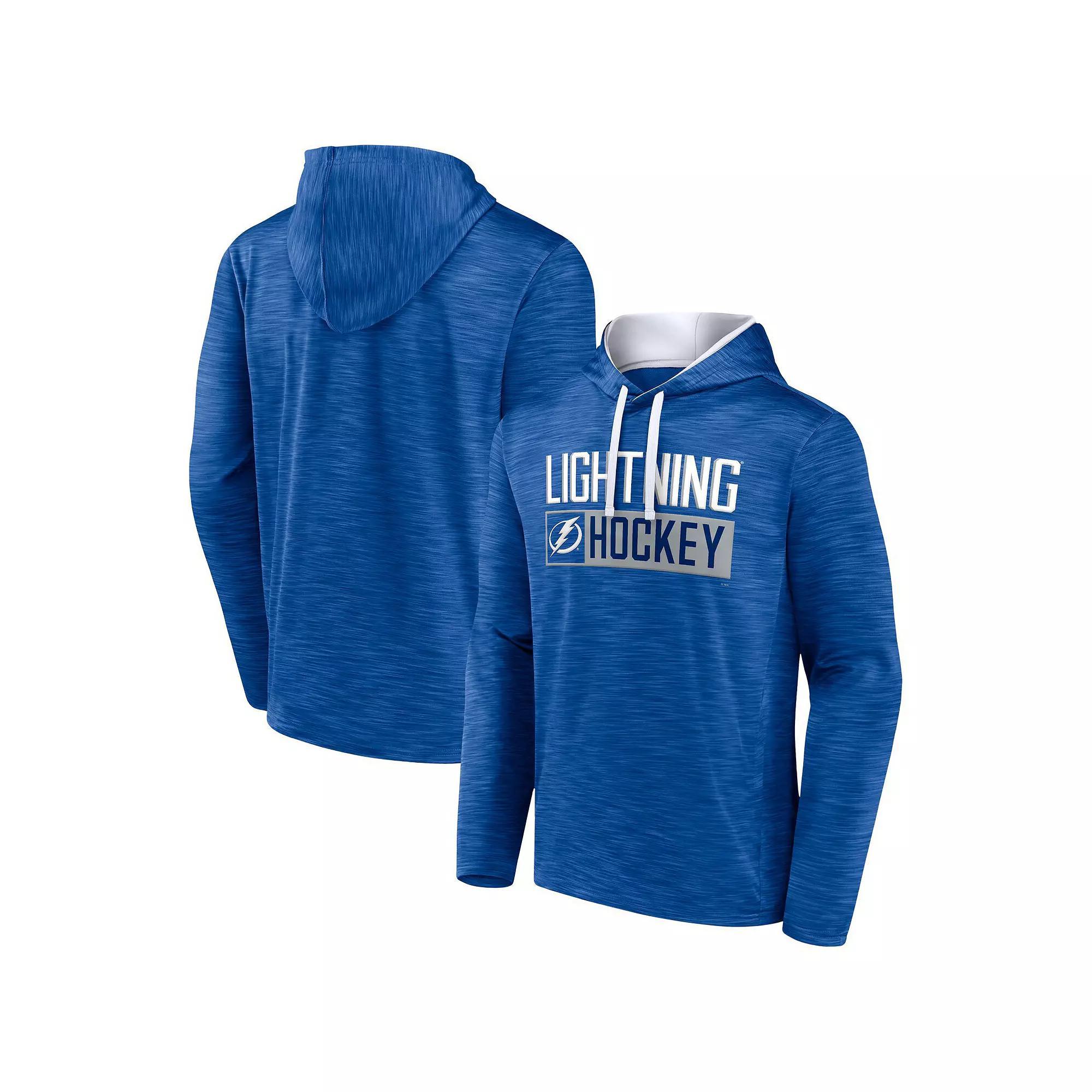 Men's Fanatics Branded Heather Blue Tampa Bay Lightning Close Shave Pullover Hoodie,  Product Image