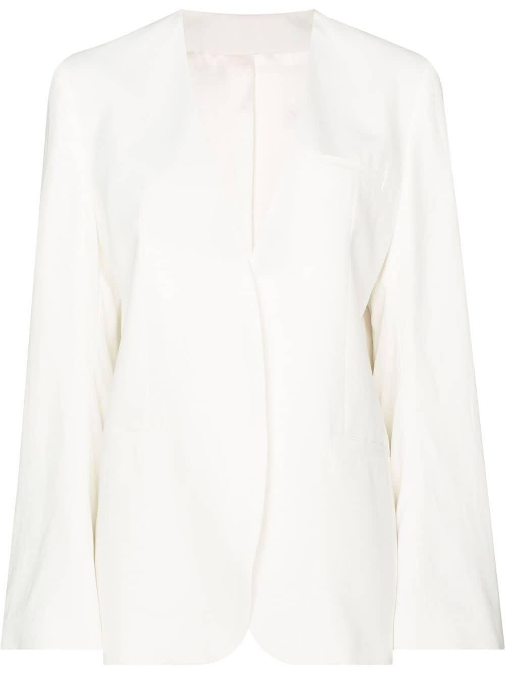 Collarless Single-breasted Blazer In White Product Image