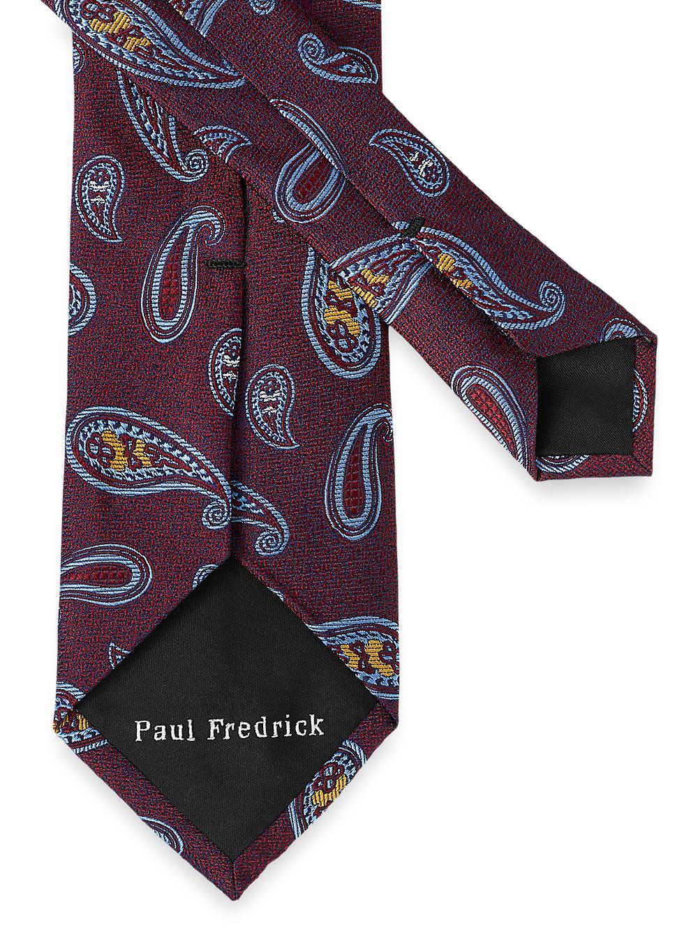 Paisley Woven Silk Tie - Burgundy Product Image