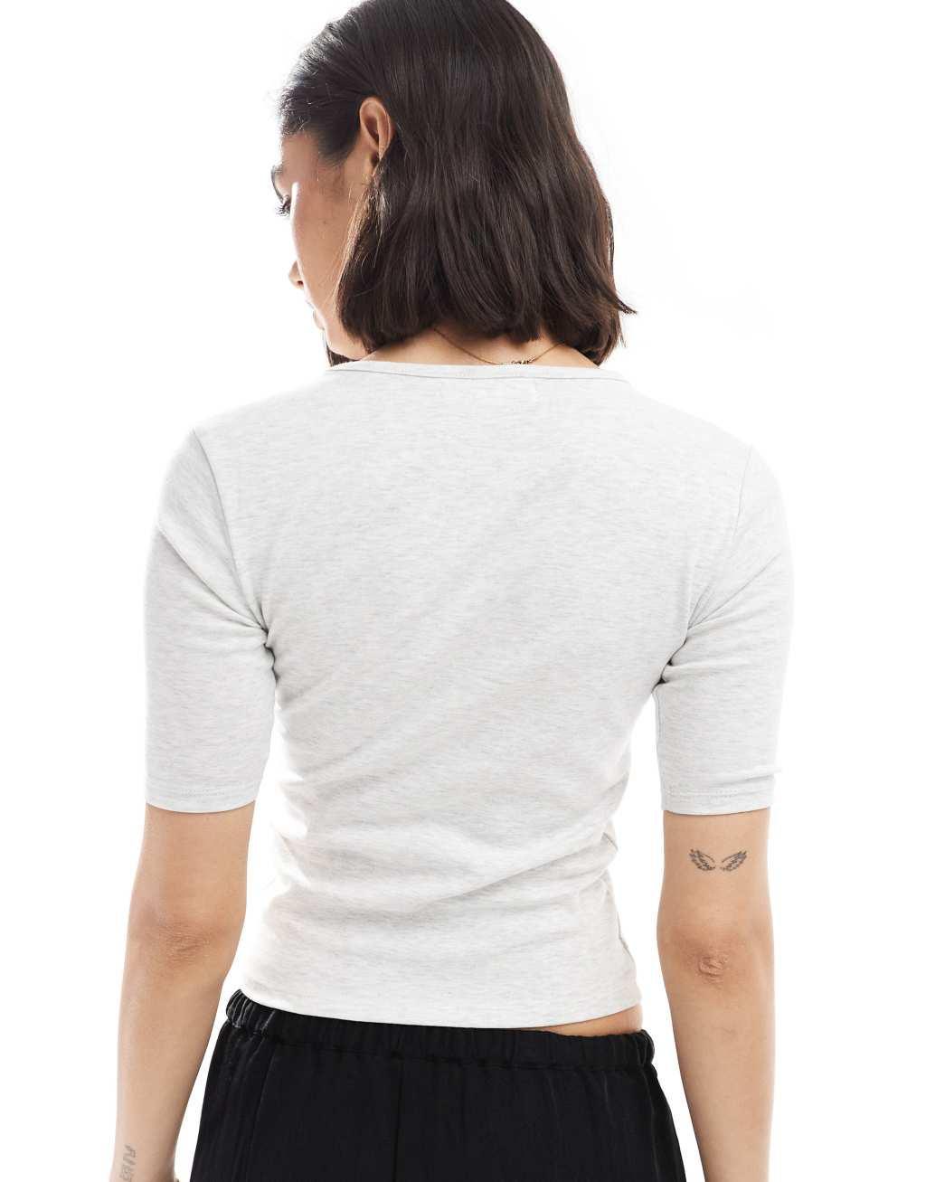 Pull&Bear t-shirt in grey marl Product Image