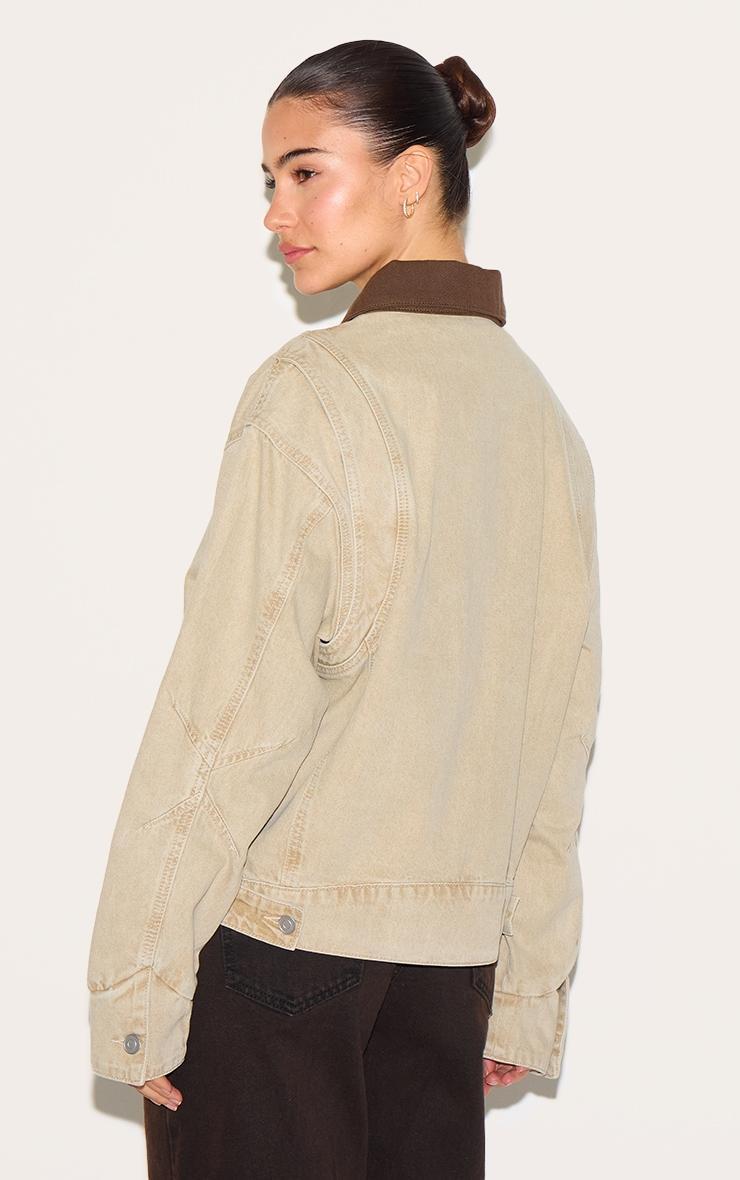  Sand Washed Corduroy Fitted Denim Jacket Product Image