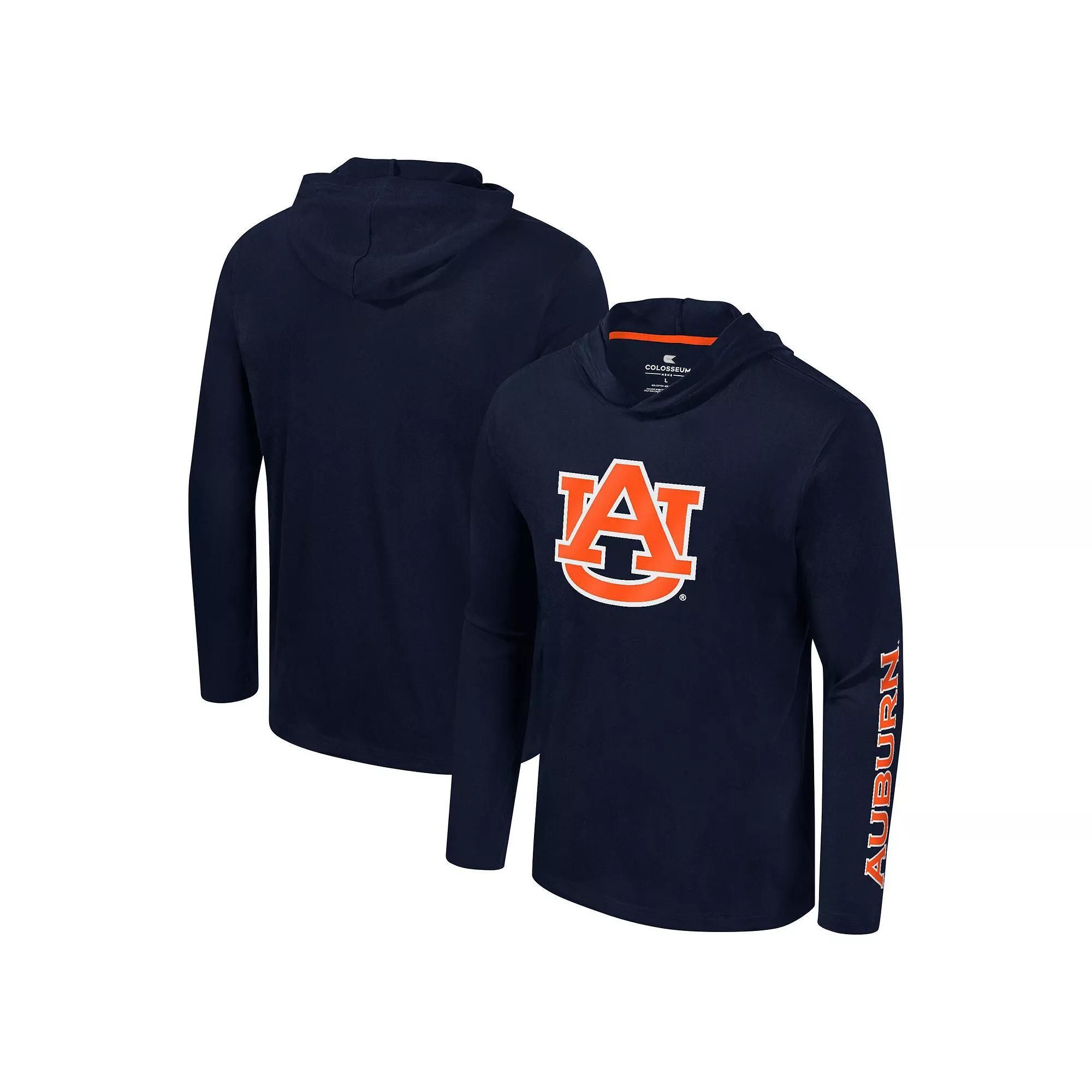 Men's Colosseum Navy Auburn Tigers Logo Lockup Active Blend Long Sleeve  T-Shirt Hoodie, Size: Small, Blue Product Image