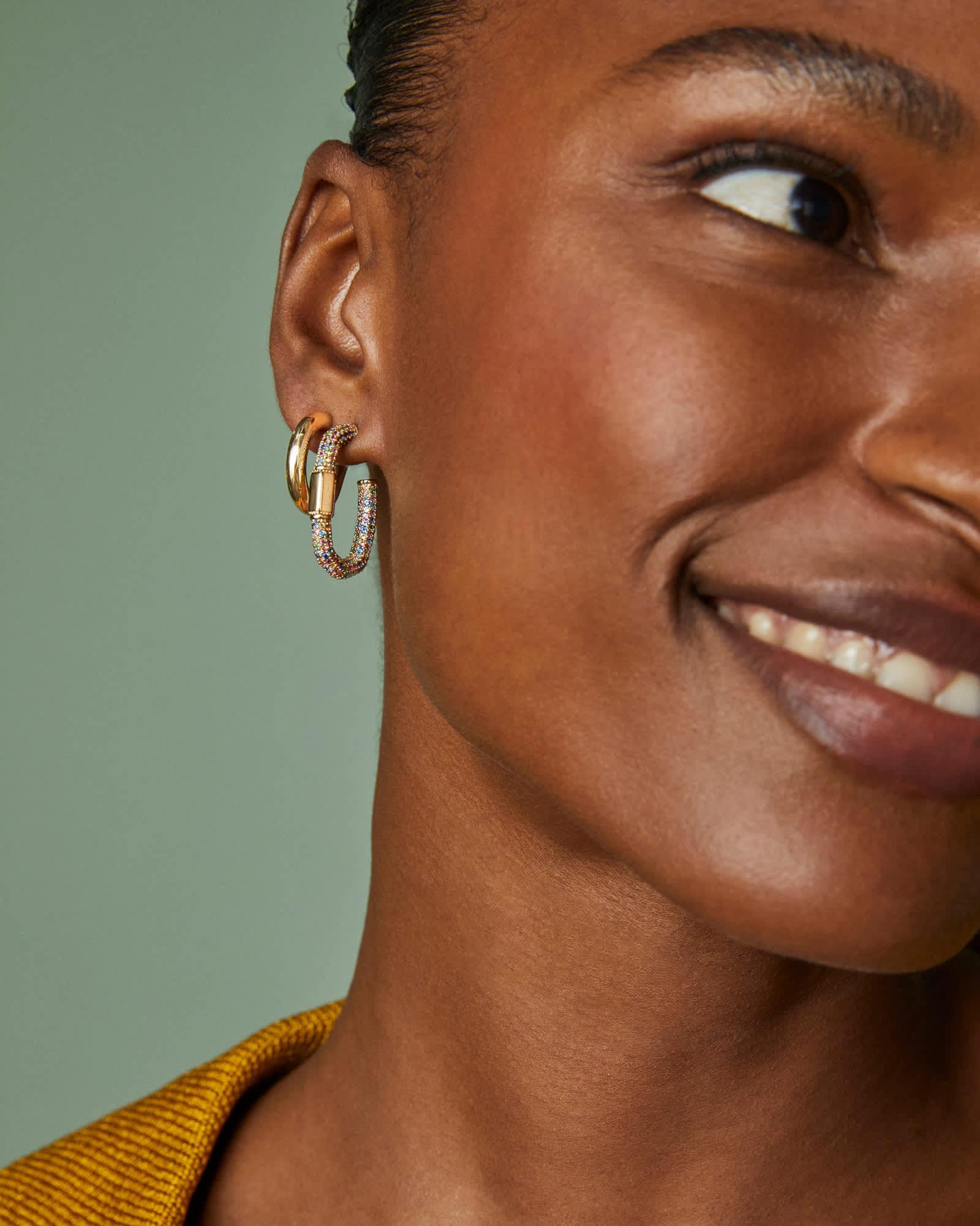 Emery Gold Hoop Earrings in Multi Mix Product Image