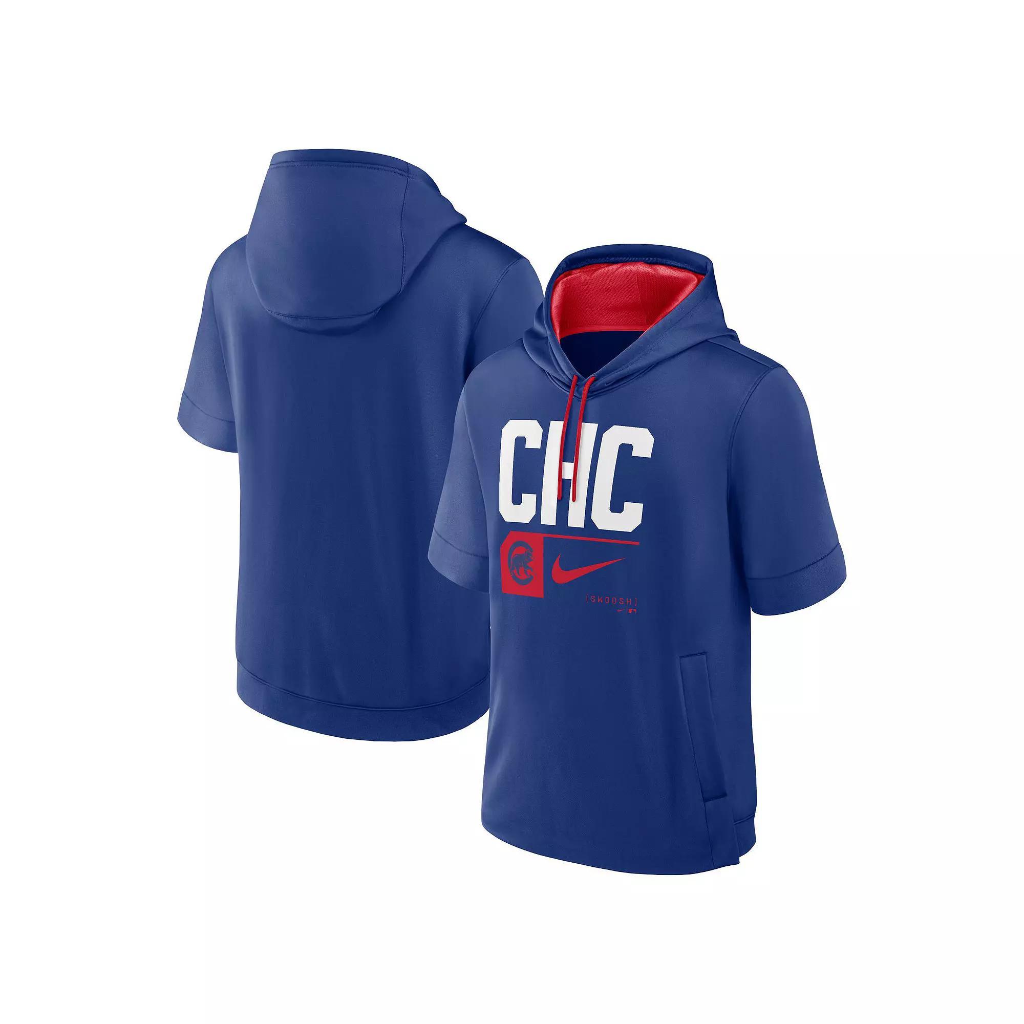 Men's Nike Royal Chicago Cubs Tri Code Lockup Short Sleeve Pullover Hoodie, Size: 2XL, Blue Product Image