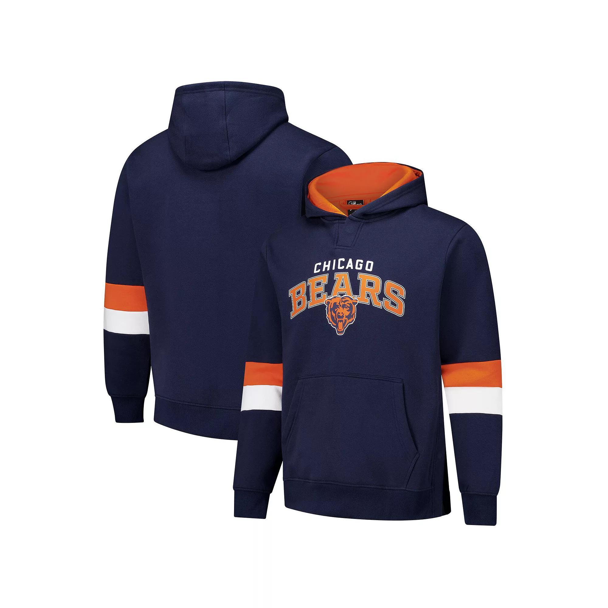 Men's G-III Sports by Carl Banks Navy/Orange Chicago Bears Adaptive Faceoff Pullover Hoodie, Size: Large, Blue Product Image