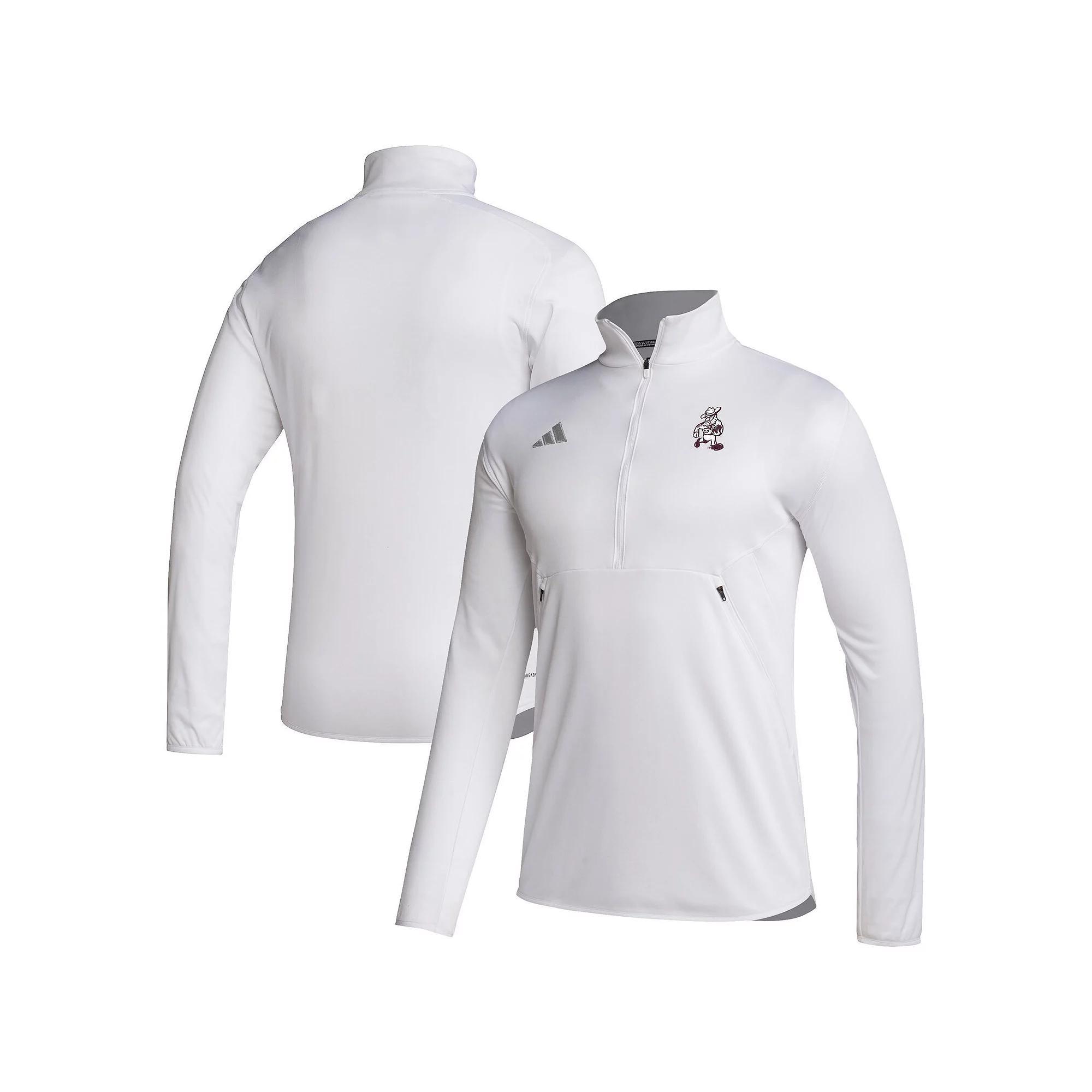 Men's adidas White Texas A&M Aggies Ol' Sarge Sideline Knit Quarter-Zip Pullover Top,  Product Image