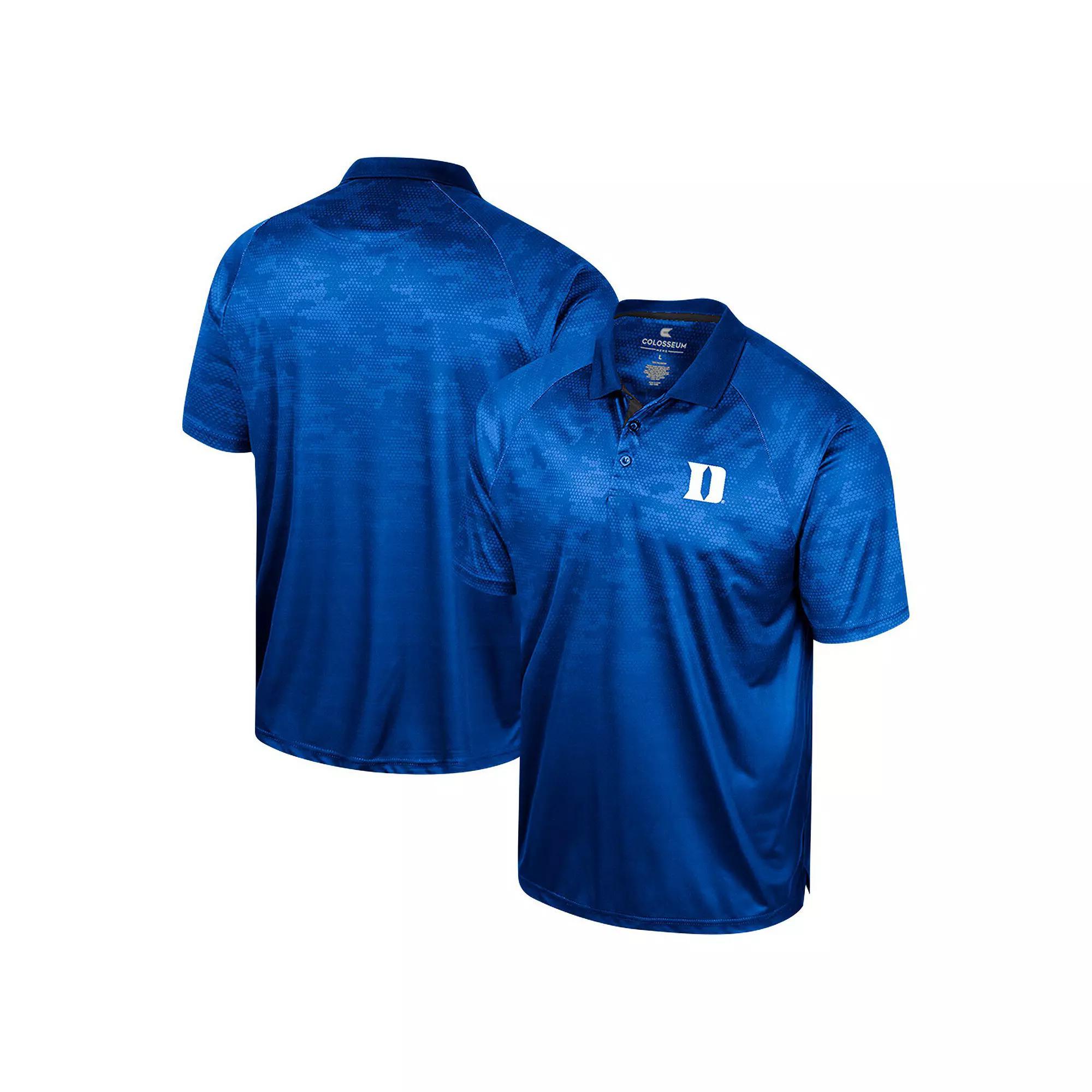 Men's Colosseum Royal Duke Blue Devils Honeycomb Raglan Polo, Size: Small Product Image