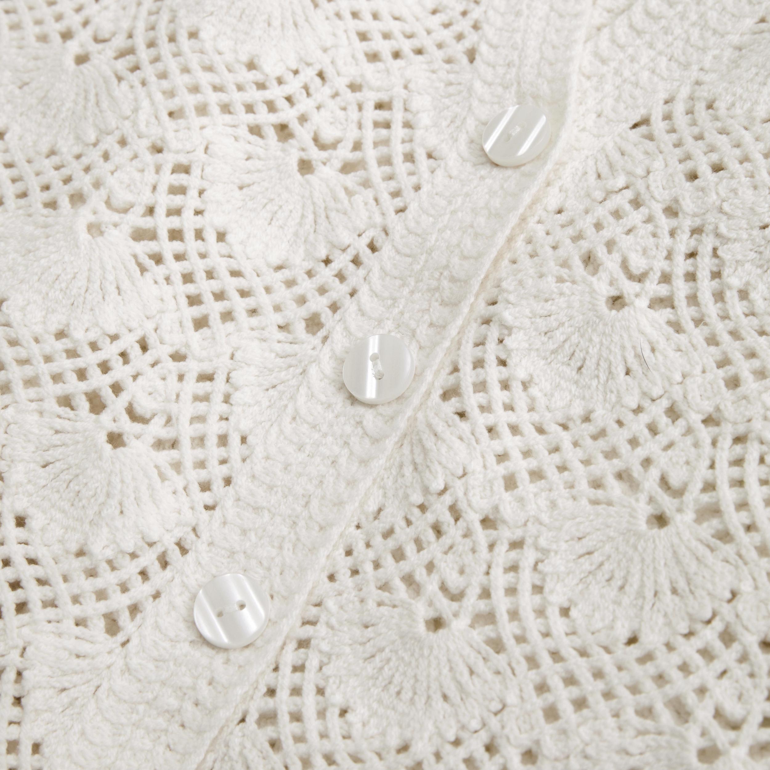 Short-Sleeve Crochet-Style Polo Product Image