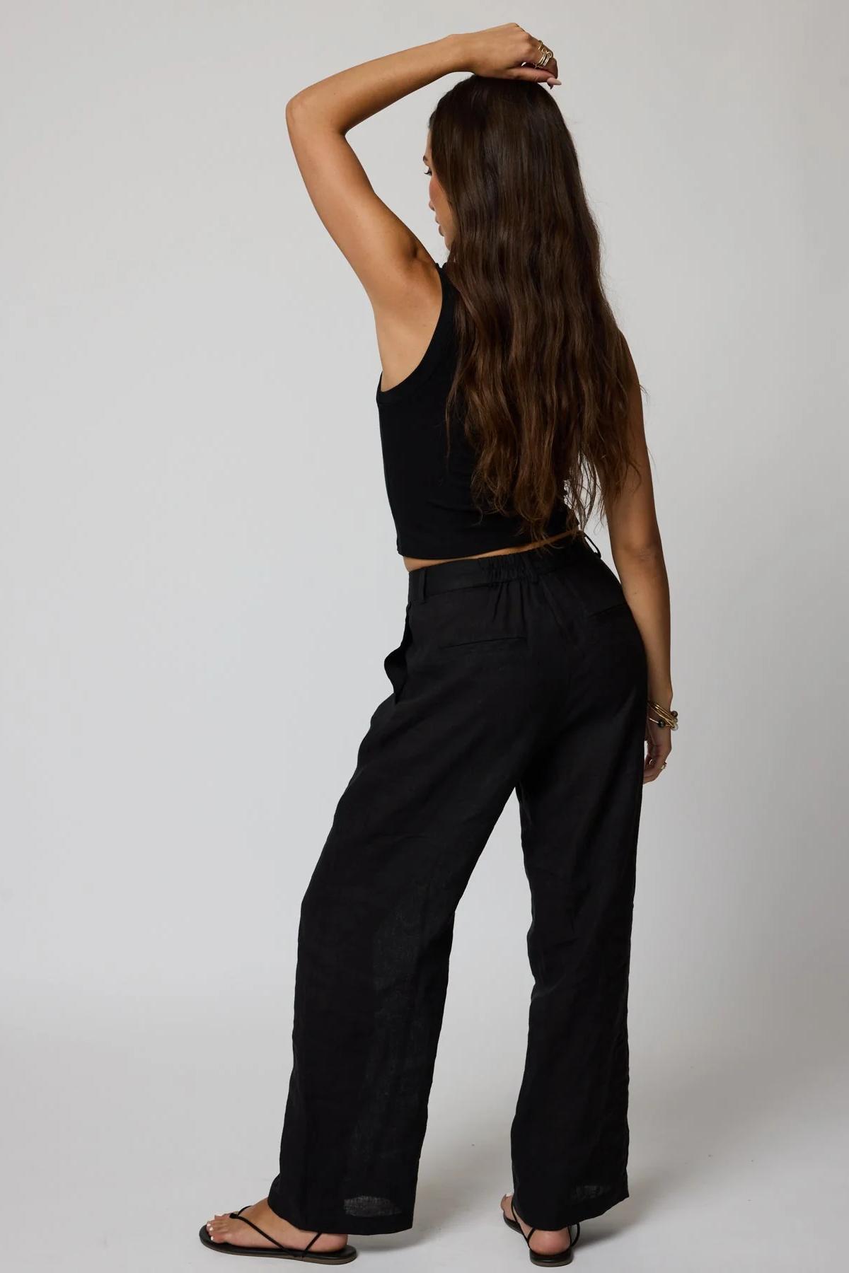 LINEN BARREL PANTS Product Image