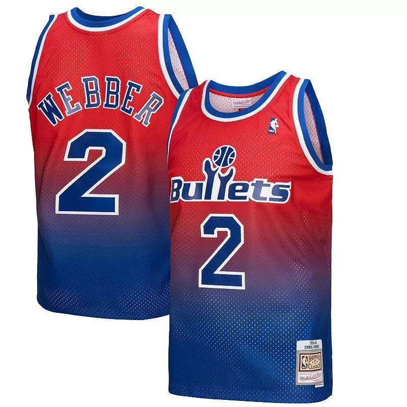 Men's Mitchell & Ness Chris Webber Royal/Red Washington Bullets 1994/95 Hardwood Classics Fadeaway Swingman Player Jersey, Size: Medium, Nba Blue Product Image