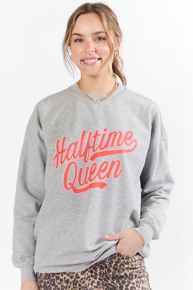 Halftime Queen Light Grey Oversized Graphic Sweatshirt SALE Product Image