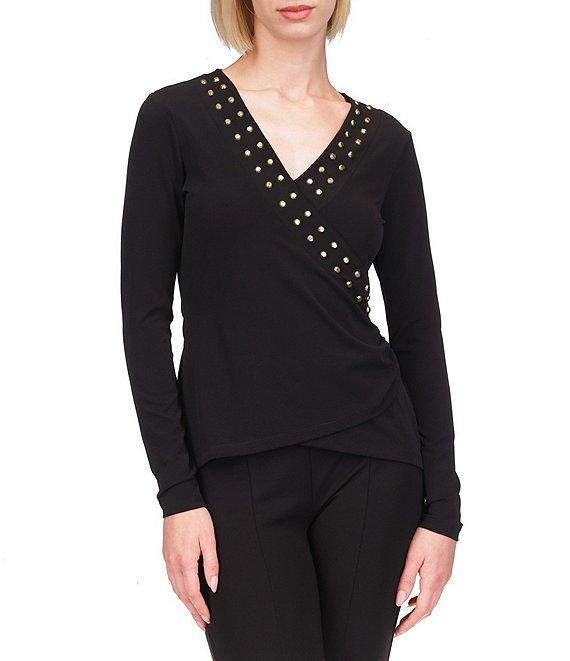 MICHAEL Michael Kors Astor Stud Faux Wrap Top Product Image