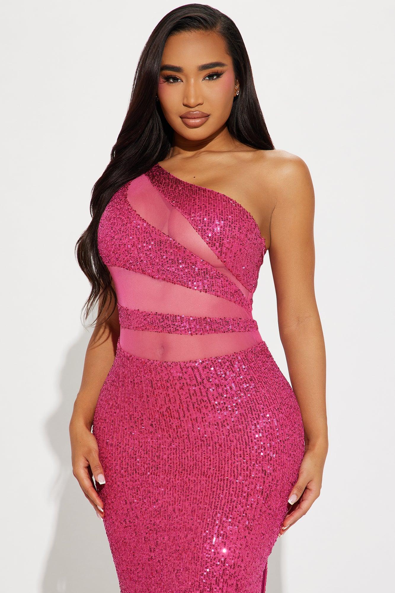 Party Seeker Sequin Maxi Dress - Fuchsia Product Image