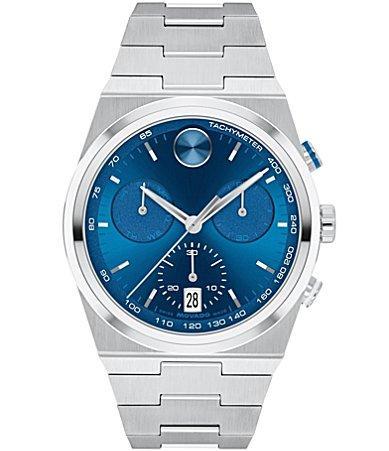 Movado Bold Mens Blue Quest Quartz Chronograph Stainless Steel Bracelet Watch Product Image