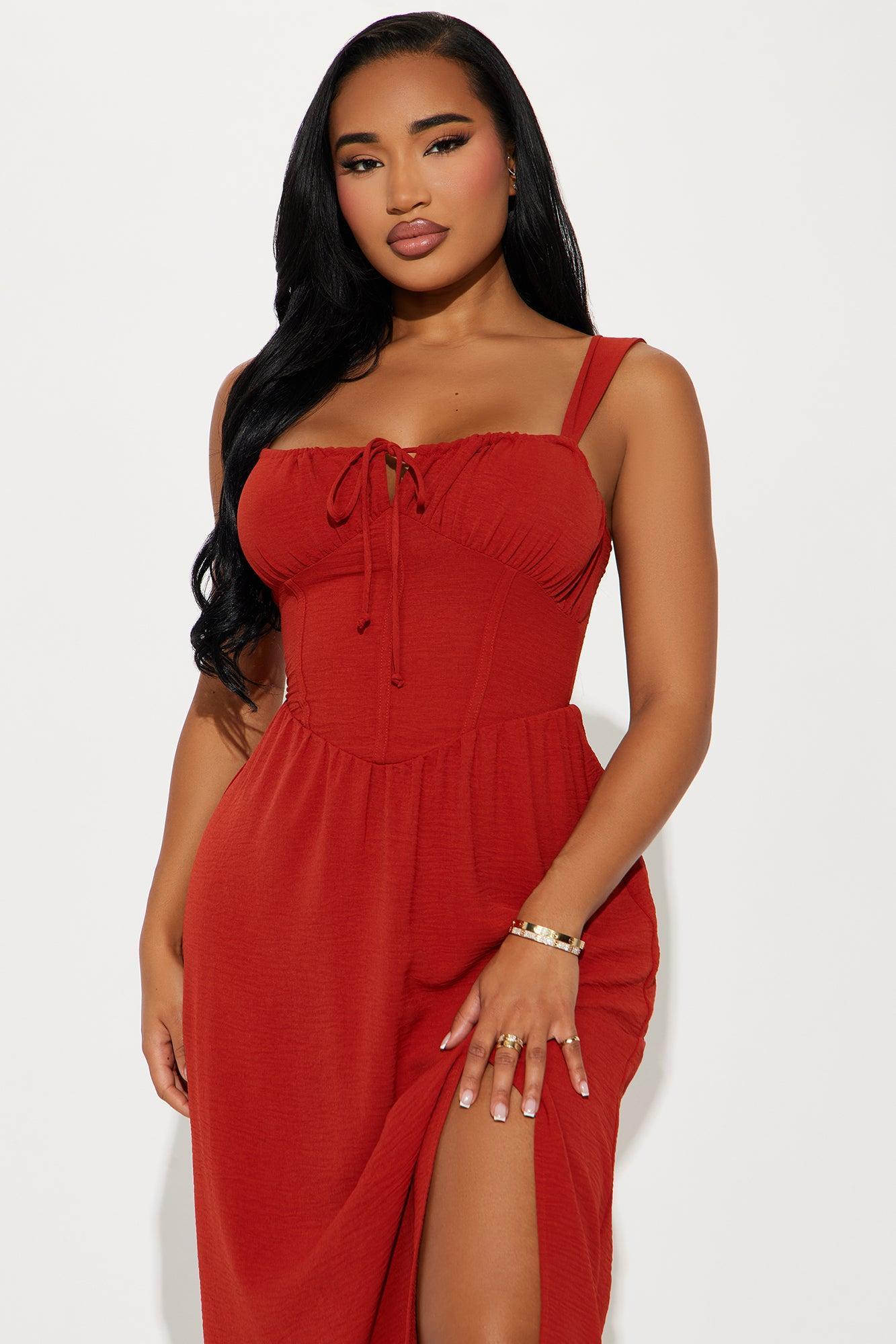 Chasing Dreams Corset Midi Dress - Rust Product Image