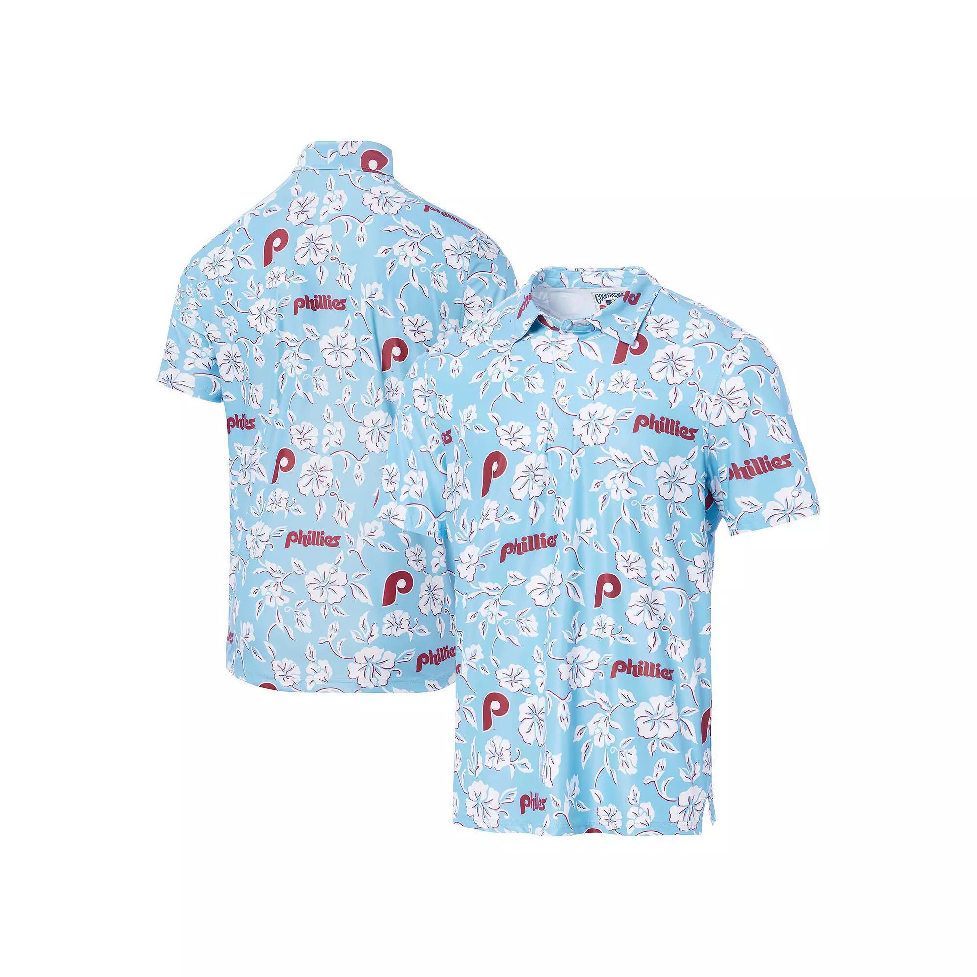 Men's Reyn Spooner Light Blue Philadelphia Phillies Cooperstown Collection Performance Polo, Size: Small Product Image